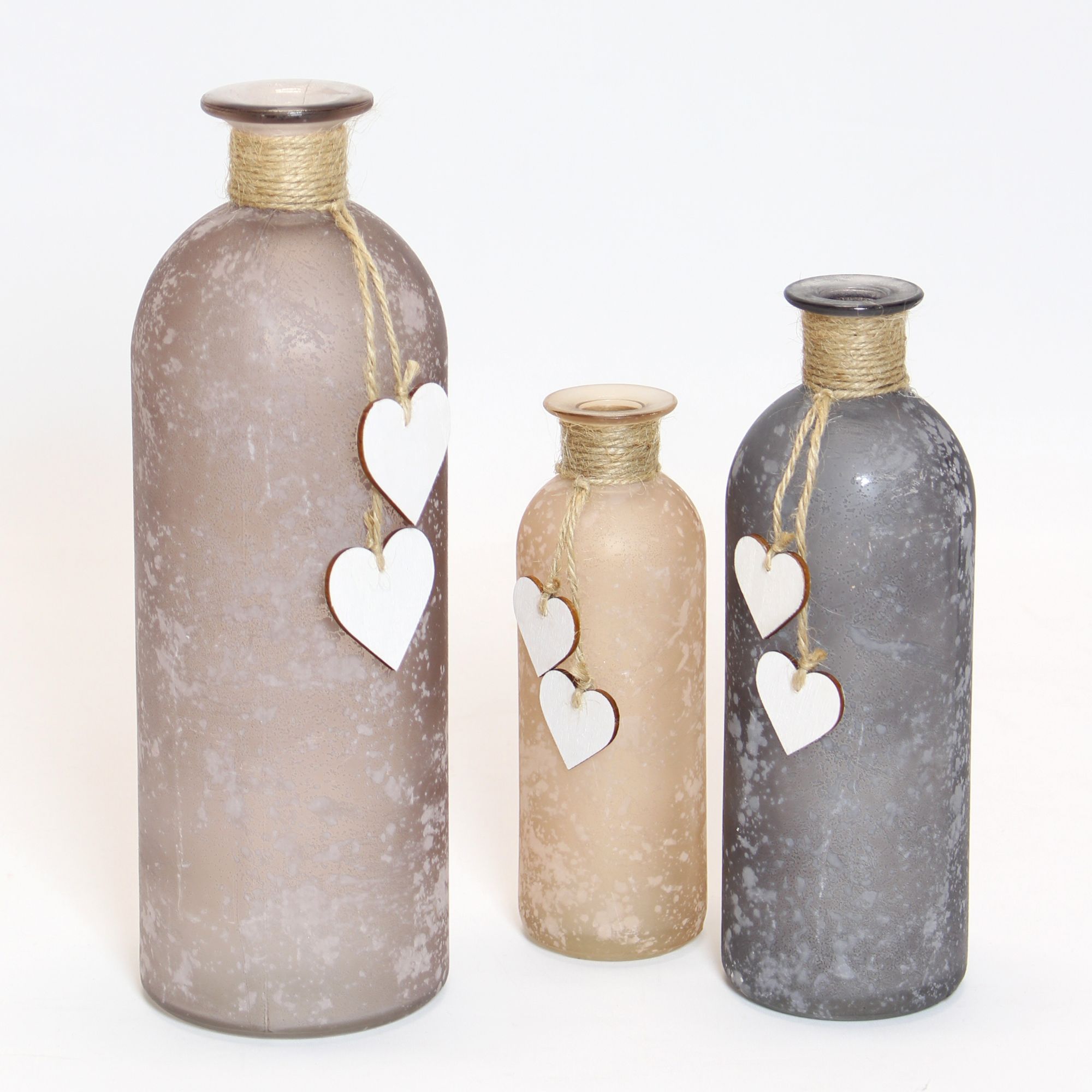 Dekovase "Herzchen", 3er Set  im Frank Flechtwaren Online Shop kaufen