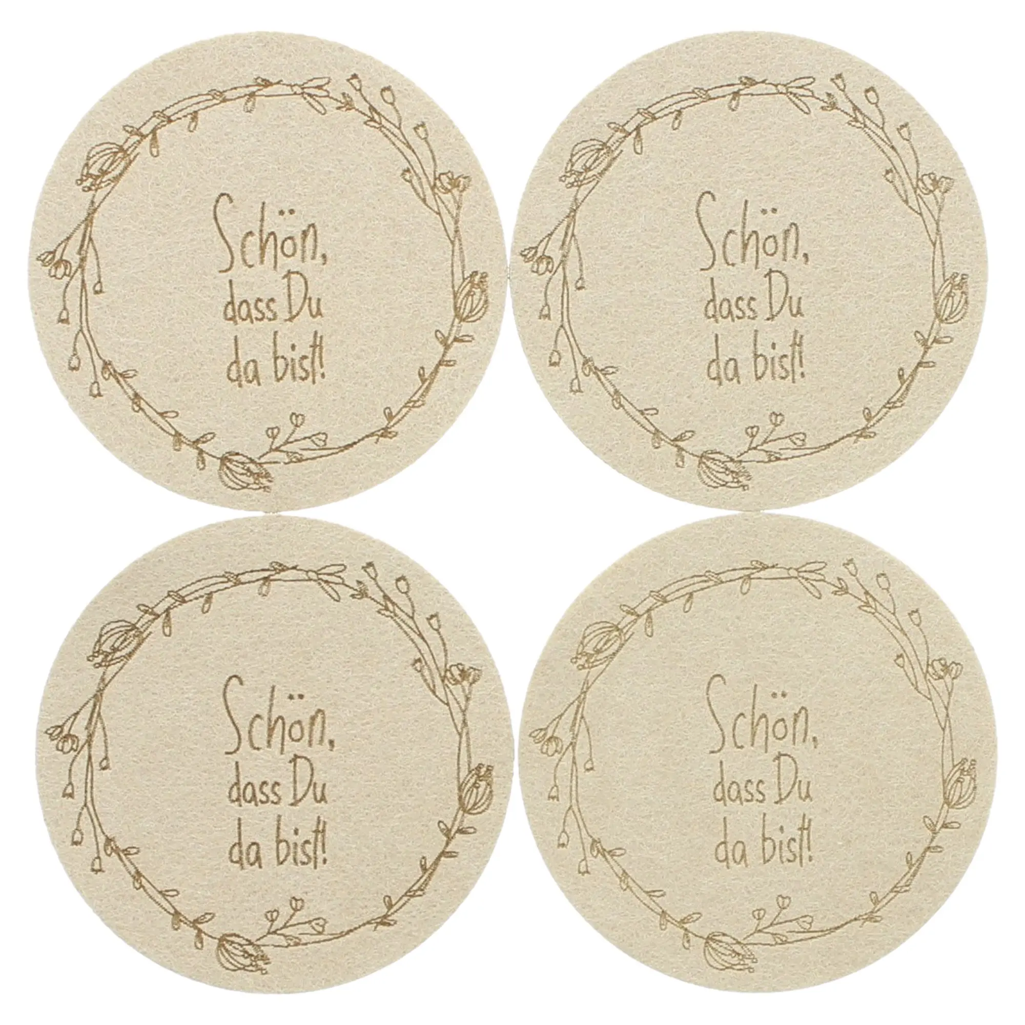 Untersetzer "Schön, dass Du da bist", 4er Set  im Frank Flechtwaren Online Shop für Tischsets kaufen