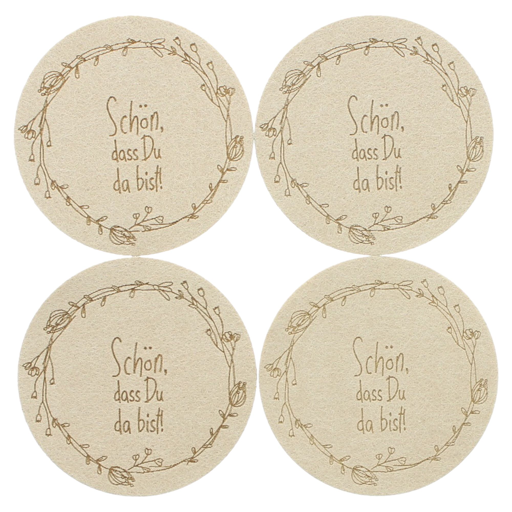 Untersetzer "Schön, dass Du da bist", 4er Set  im Frank Flechtwaren Online Shop für Herbst kaufen