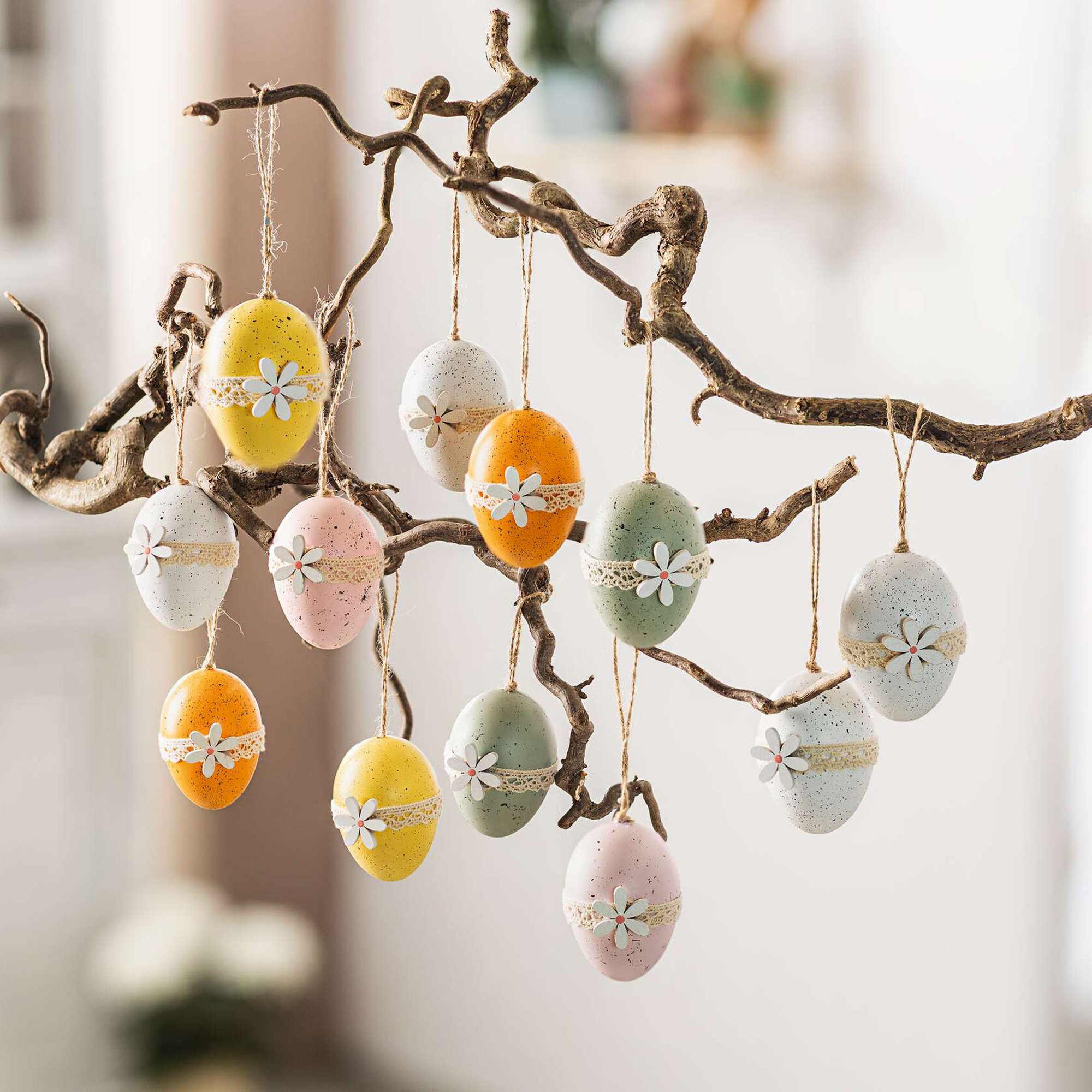 Deko-Ei "Blüte", 12er Set  im Frank Flechtwaren Online Shop für Ostern kaufen
