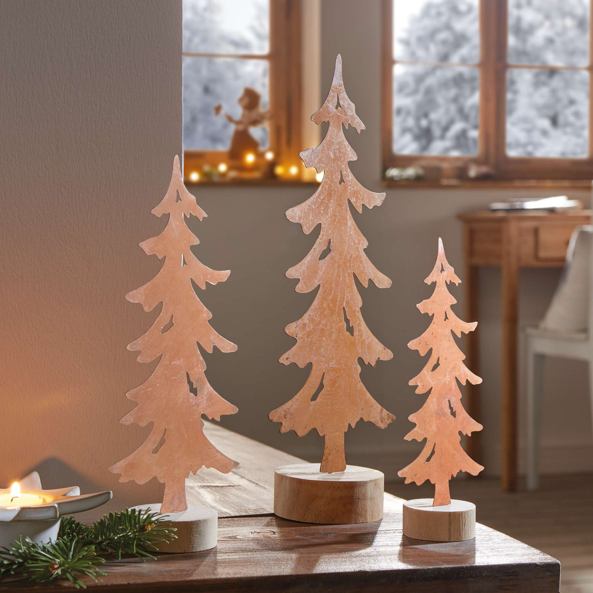 Metalldeko "Tanne", 3er Set  im Frank Flechtwaren Online Shop kaufen