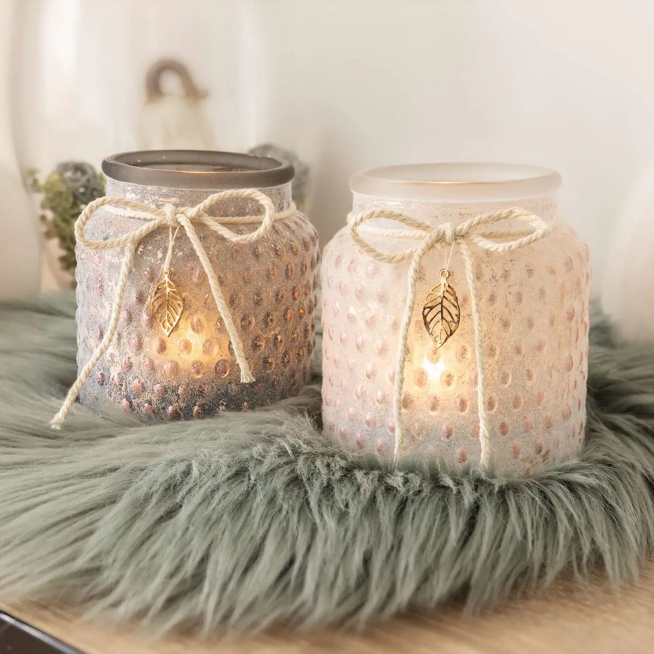 Windlicht "Kupferblatt", 2er Set  im Frank Flechtwaren Online Shop kaufen