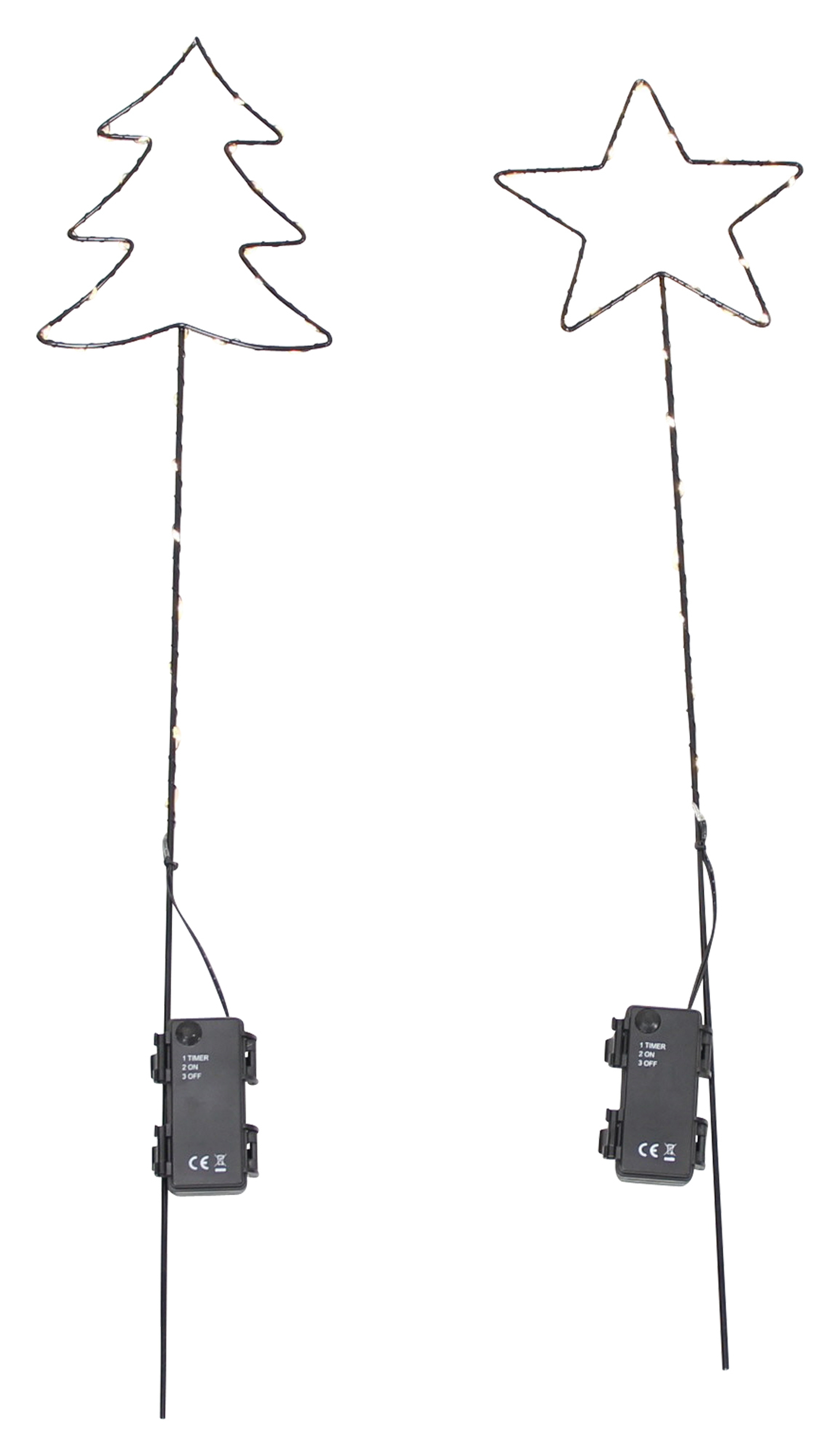 LED-Stecker "Tanne &amp; Stern", 2er Set  im Frank Flechtwaren Online Shop für Streuer &amp; Stecker kaufen