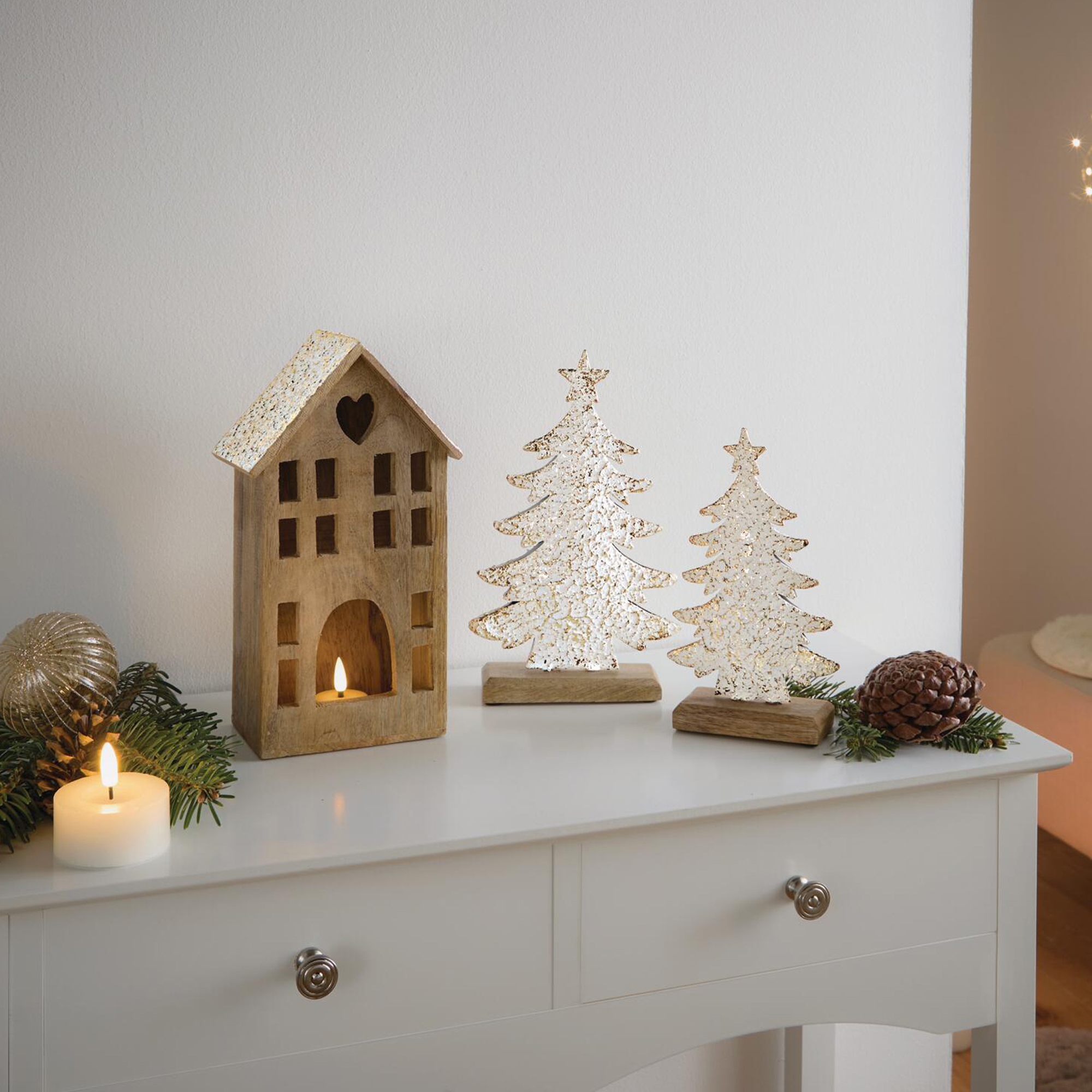 Deko-Tanne "Snowy", 2er Set  im Frank Flechtwaren Online Shop für Tannenbäume kaufen