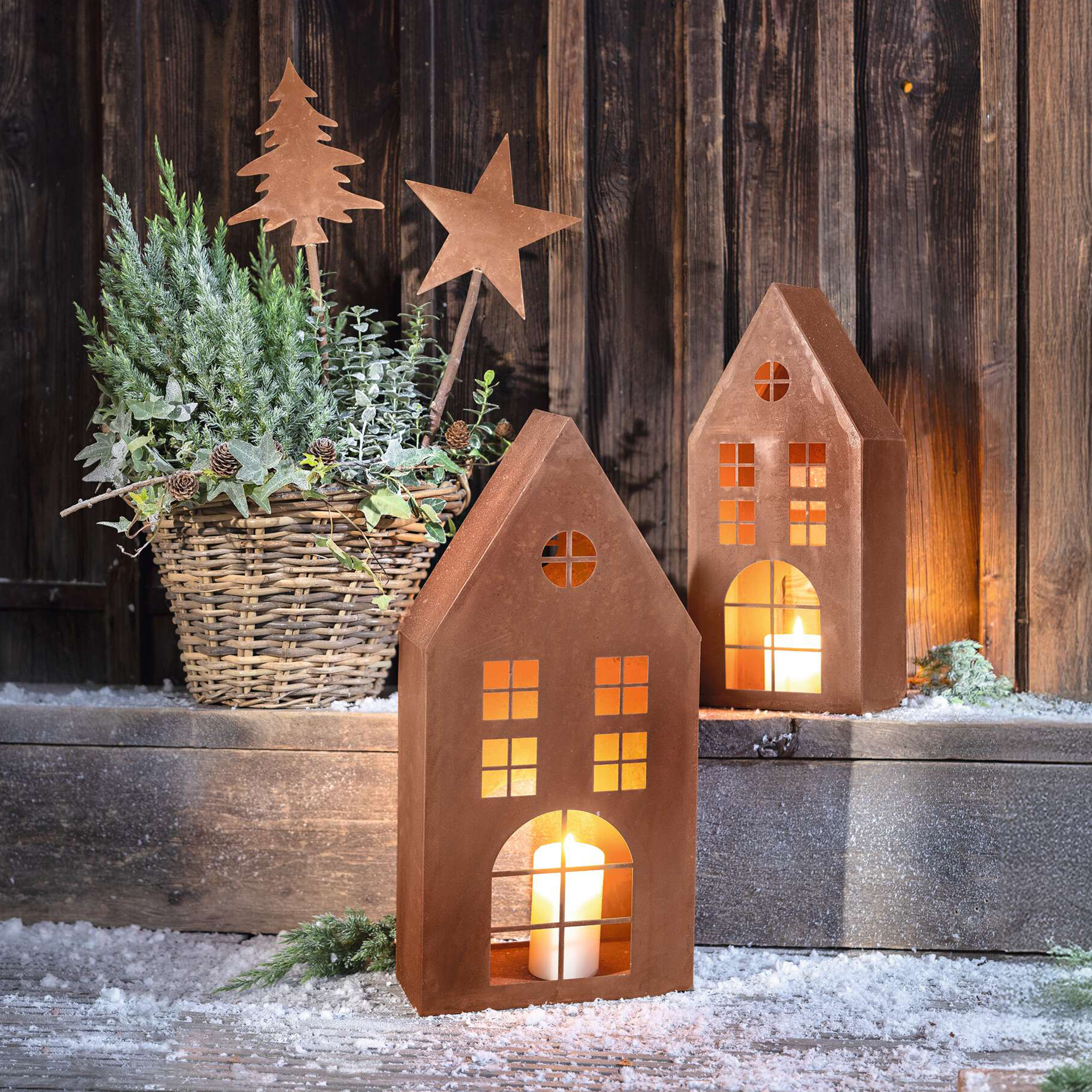 Stecker "Tanne &amp; Stern", 2er Set  im Frank Flechtwaren Online Shop für Weihnachten kaufen