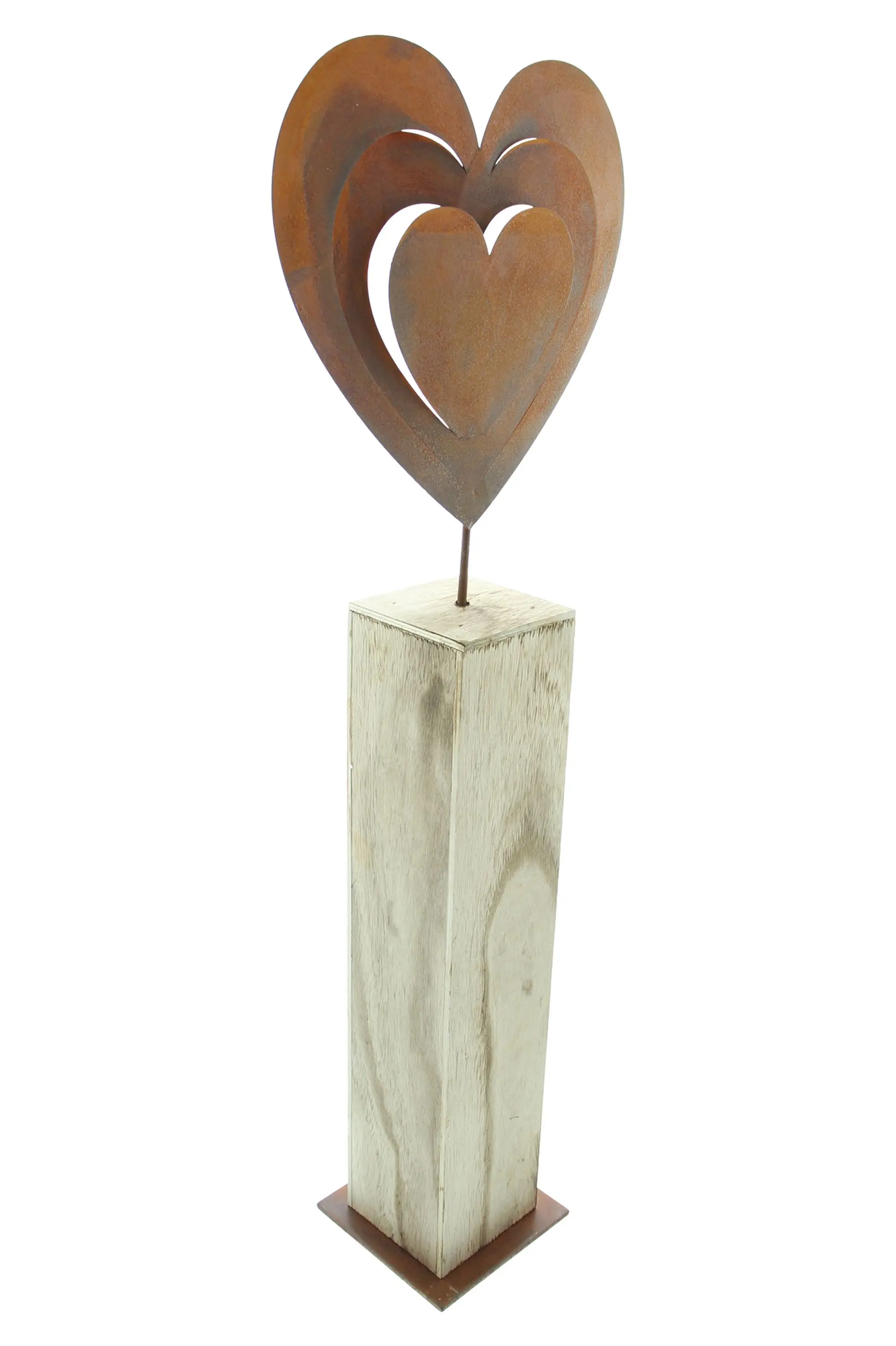 Holzsäule "Rostherz"  im Frank Flechtwaren Online Shop für Dekosäulen kaufen