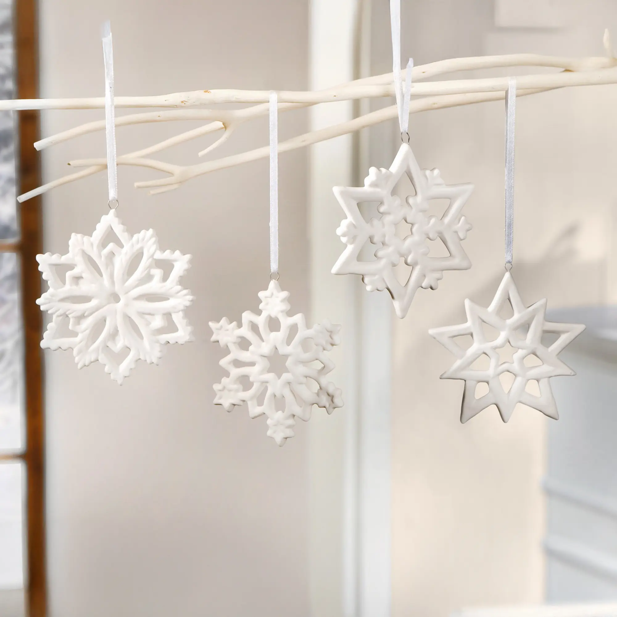 Deko-Hänger "Schneekristall", 4er Set im Frank Flechtwaren Online Shop für Dekohänger kaufen Deko-Hänger "Schneekristall", 4er Set im Frank Flechtwaren Online Shop für Dekohänger kaufen