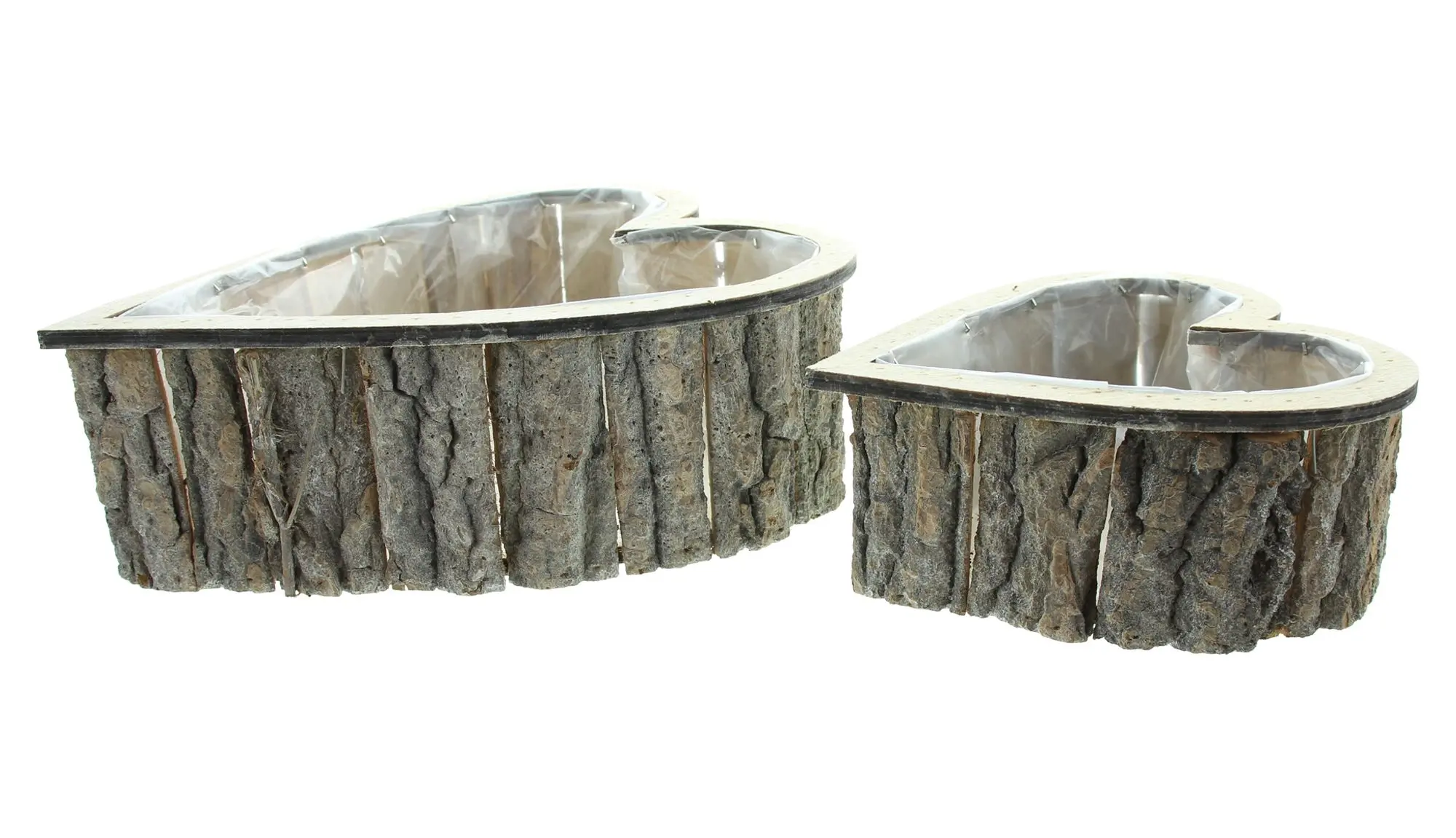Pflanzherz "Rindenstücke", 2er Set  im Frank Flechtwaren Online Shop für Pflanztöpfe kaufen