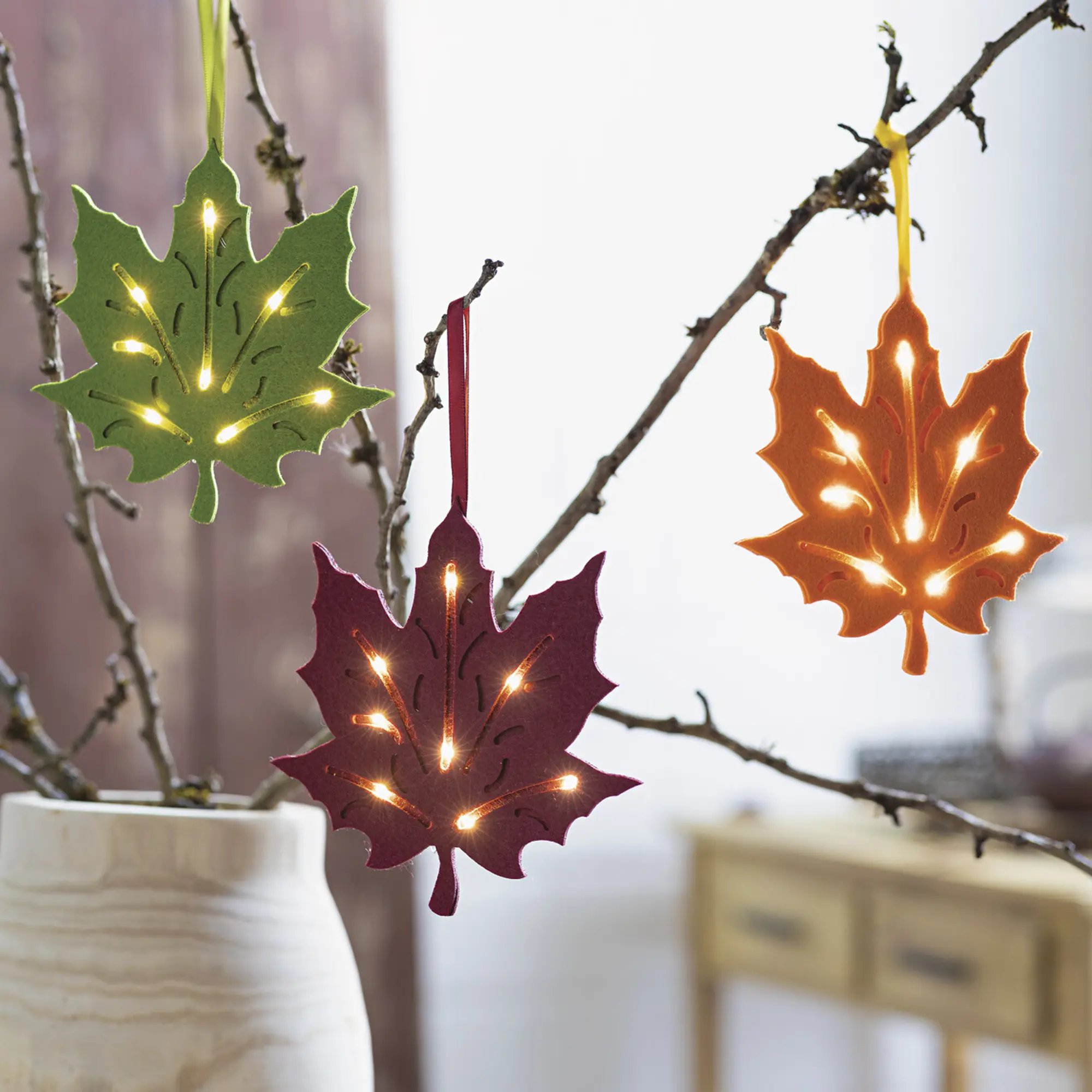LED-Hänger "Ahornblatt", 3er Set  im Frank Flechtwaren Online Shop kaufen