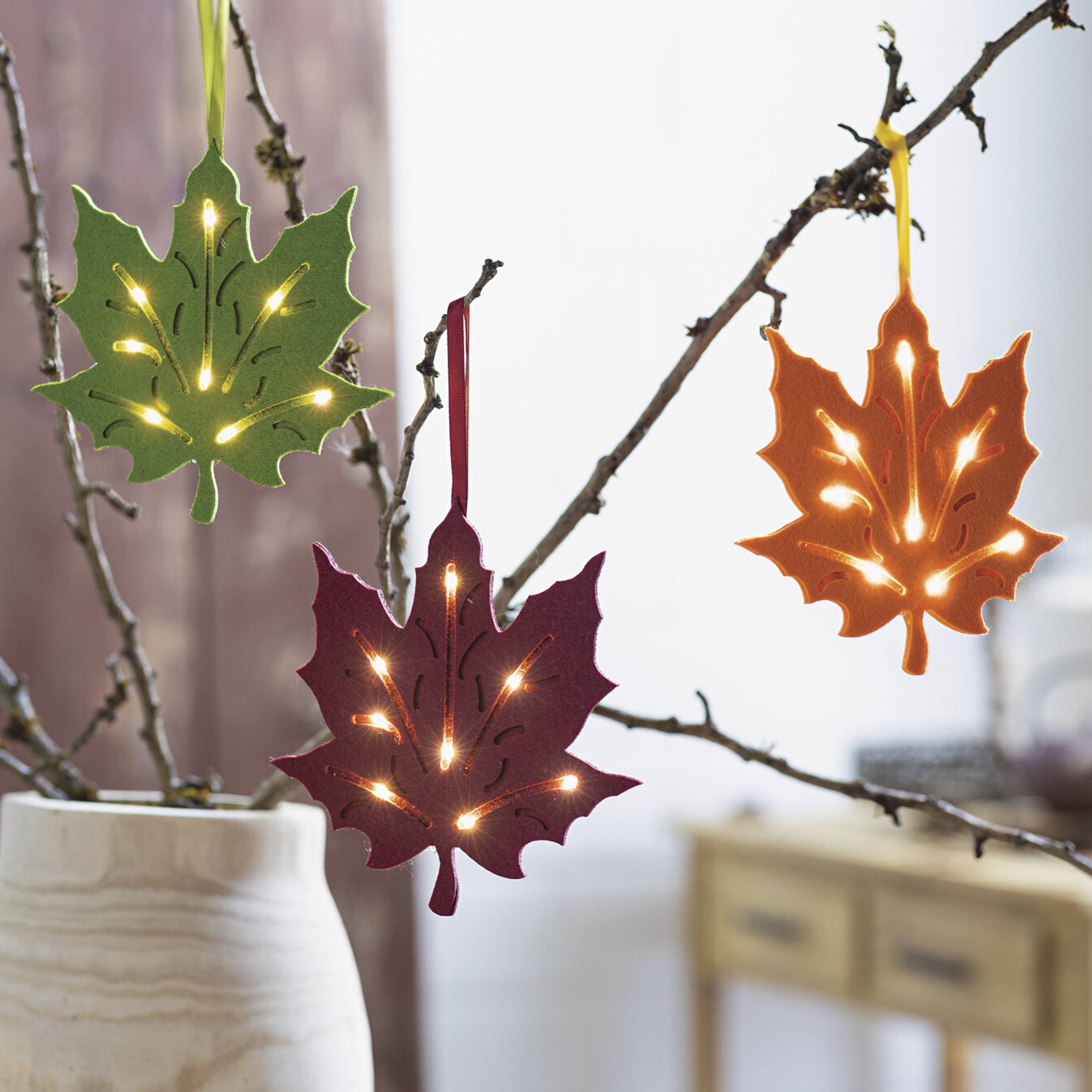 LED-Hänger "Ahornblatt", 3er Set  im Frank Flechtwaren Online Shop kaufen
