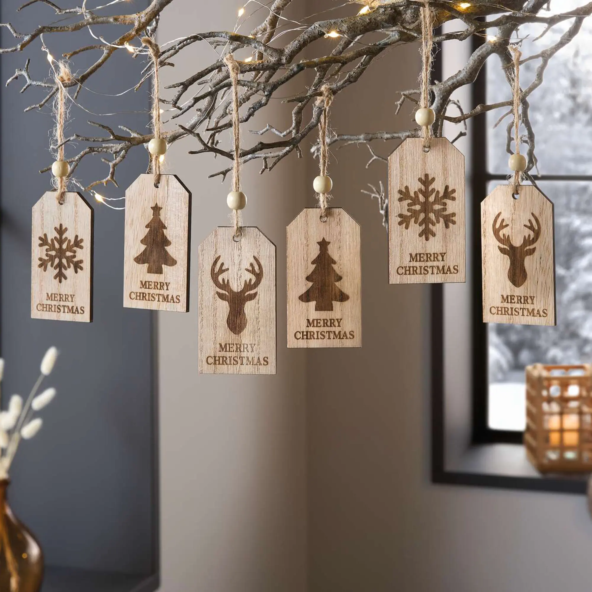 Hänger "Merry Christmas", 6er Set  im Frank Flechtwaren Online Shop kaufen