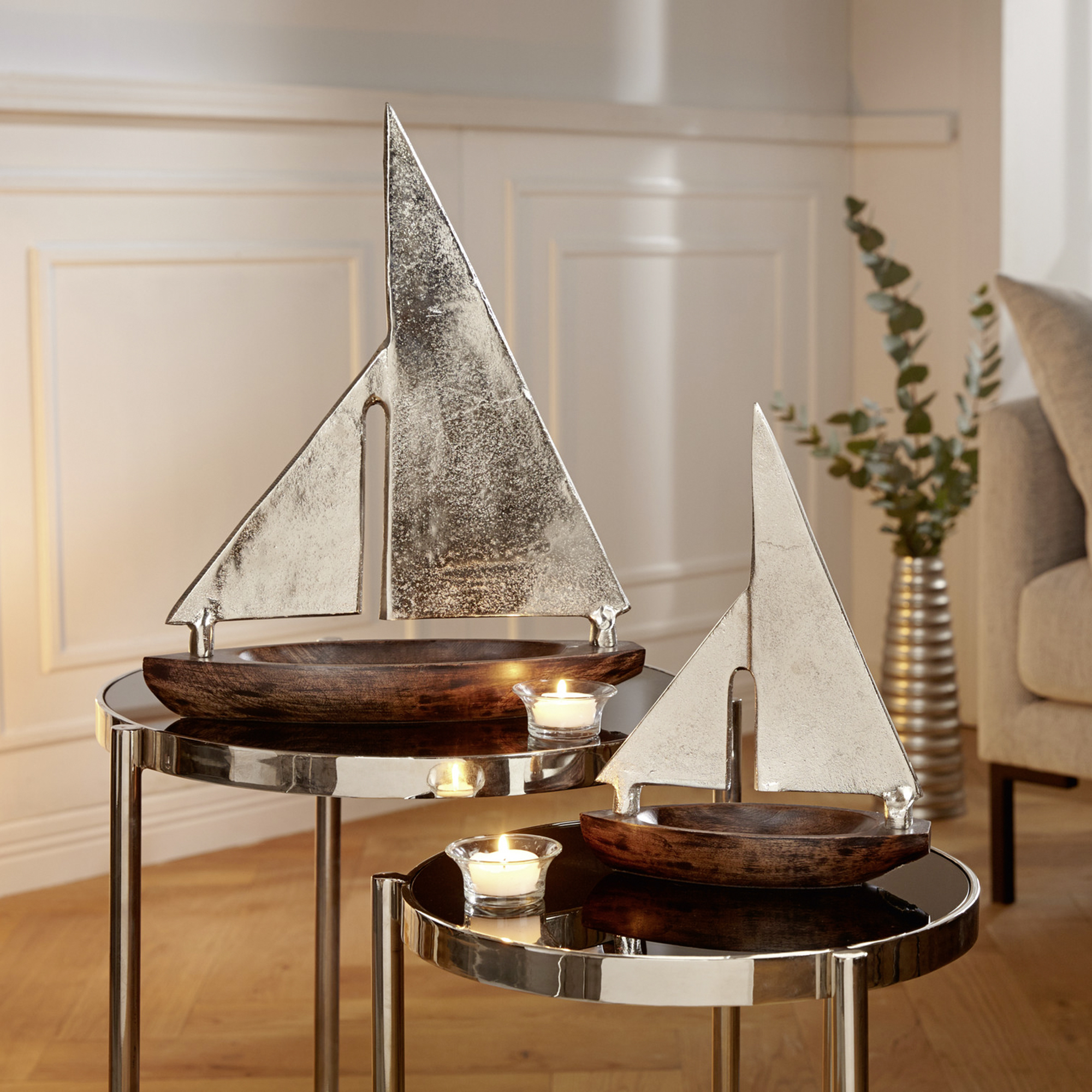 Metall-Schiff "Sailing", 2er Set  im Frank Flechtwaren Online Shop kaufen