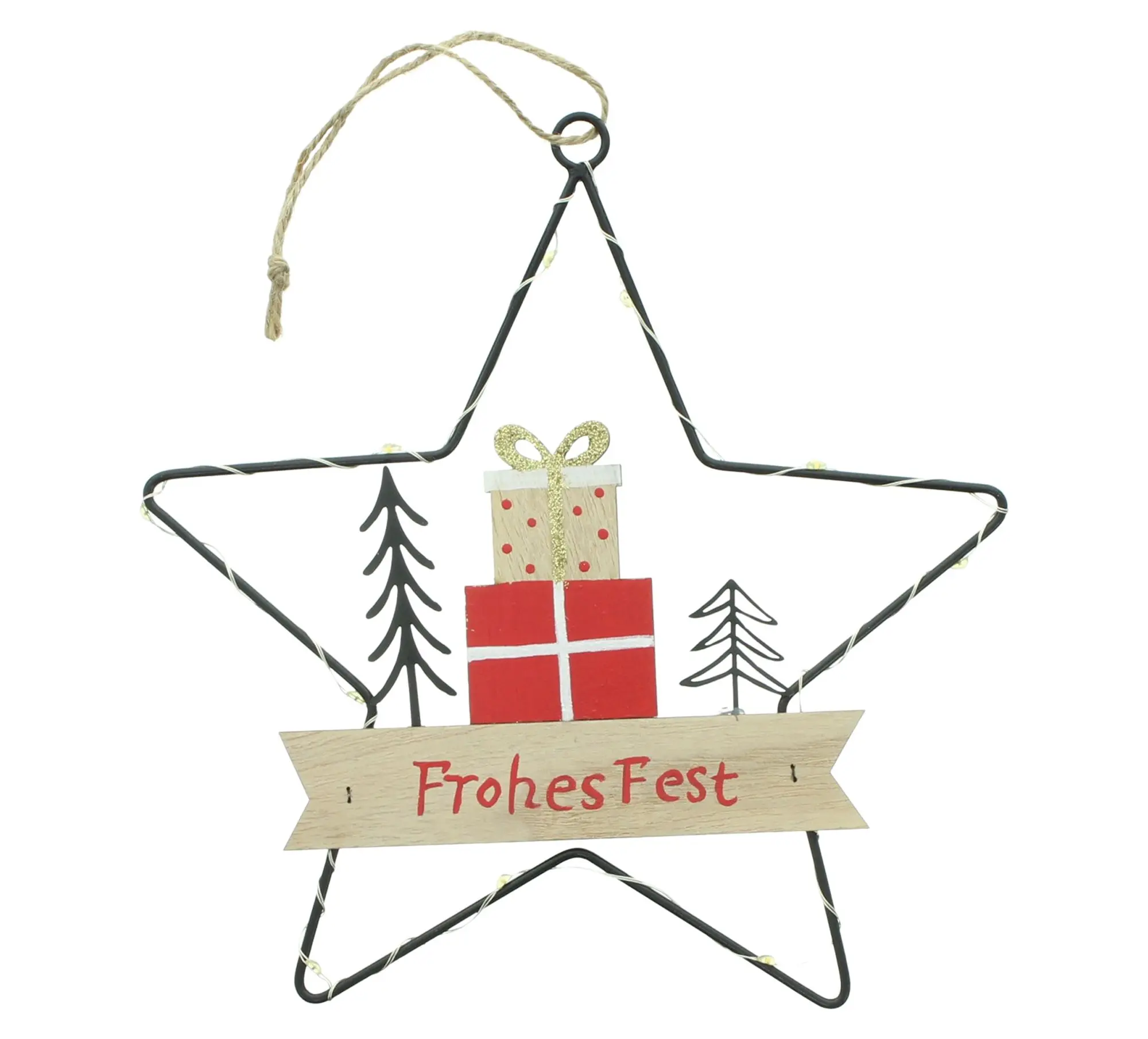LED-Stern "Frohes Fest"  im Frank Flechtwaren Online Shop für Dekohänger  kaufen