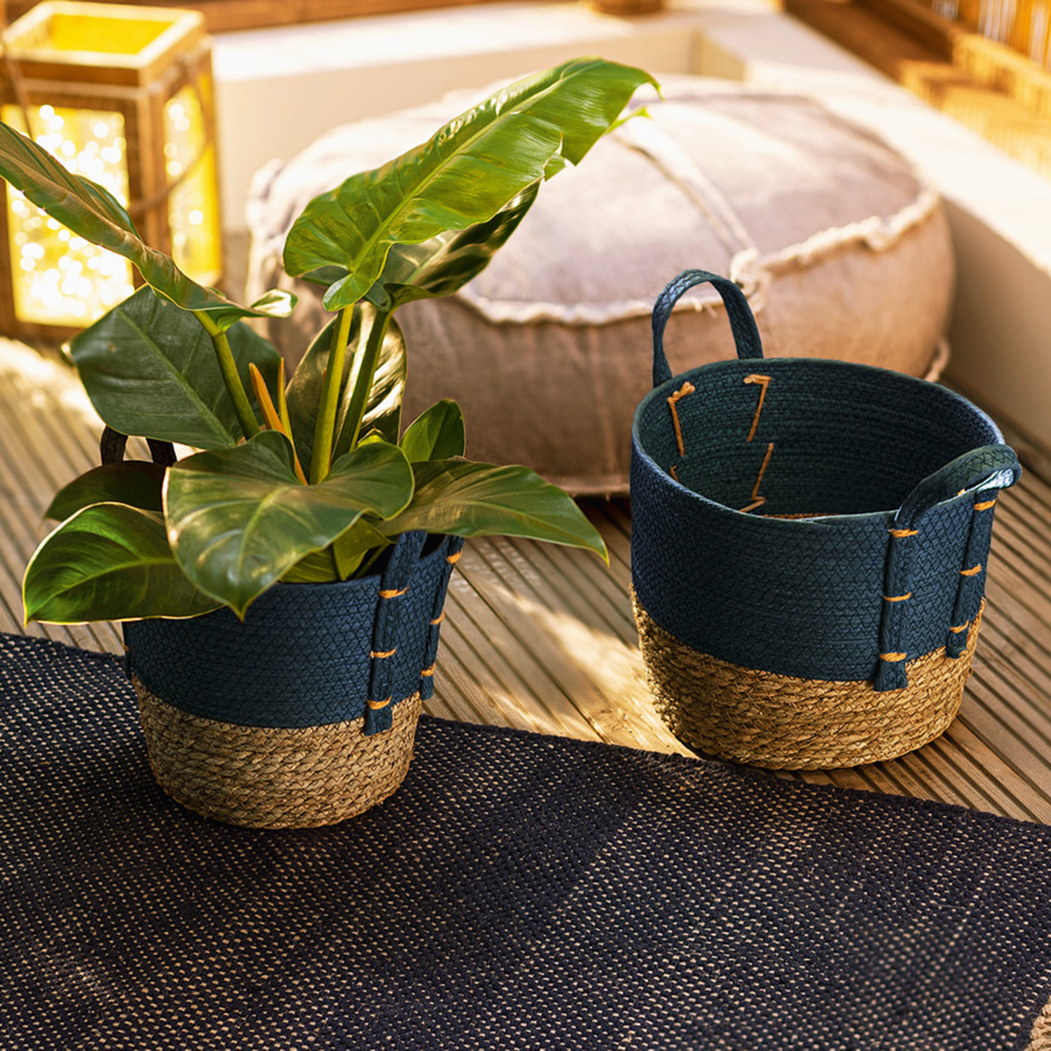 Füllkorb "Naturblau", 2er Set  im Frank Flechtwaren Online Shop kaufen