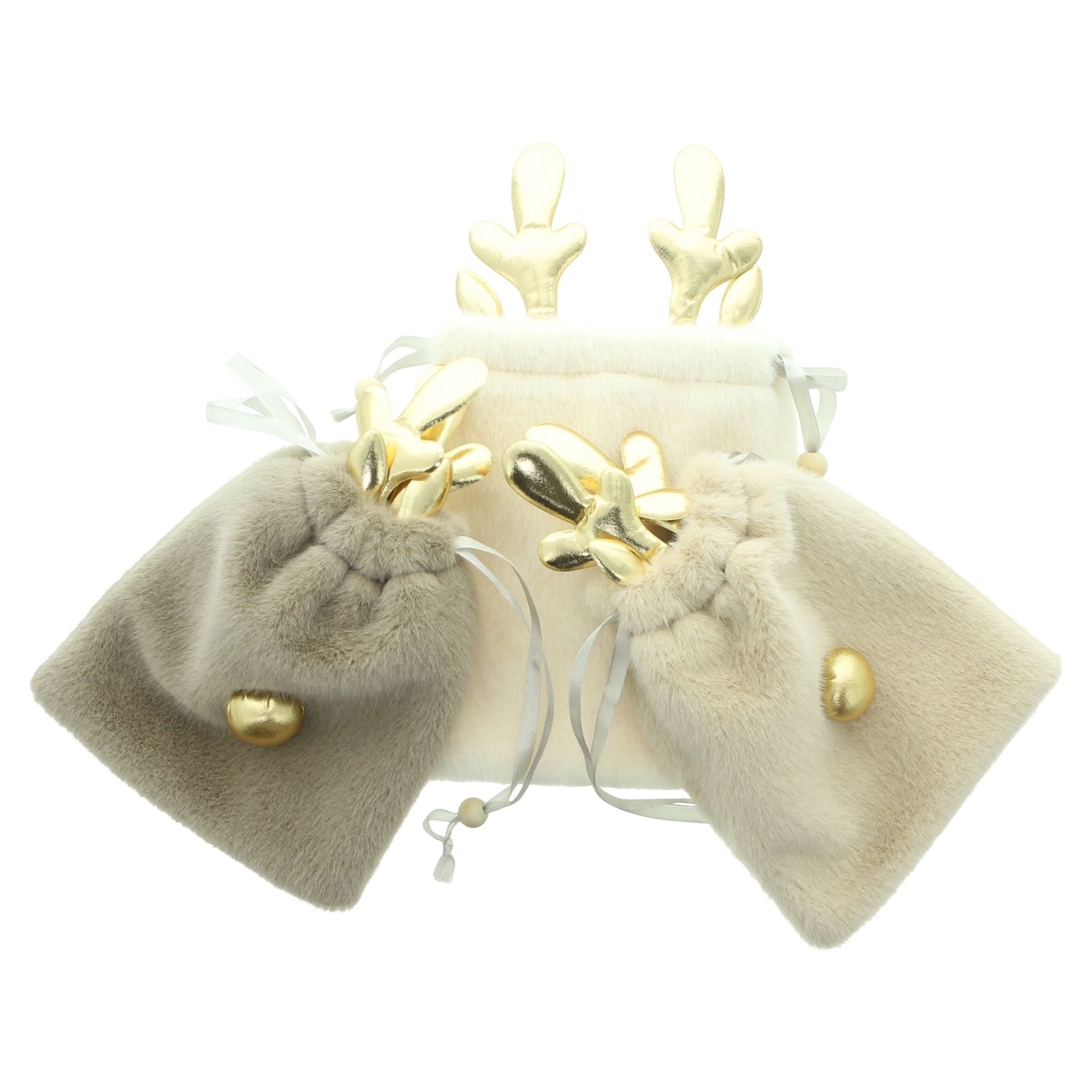Geschenkbeutel "Plüsch", 3er Set  im Frank Flechtwaren Online Shop für Geschenktaschen &amp; -säckchen kaufen