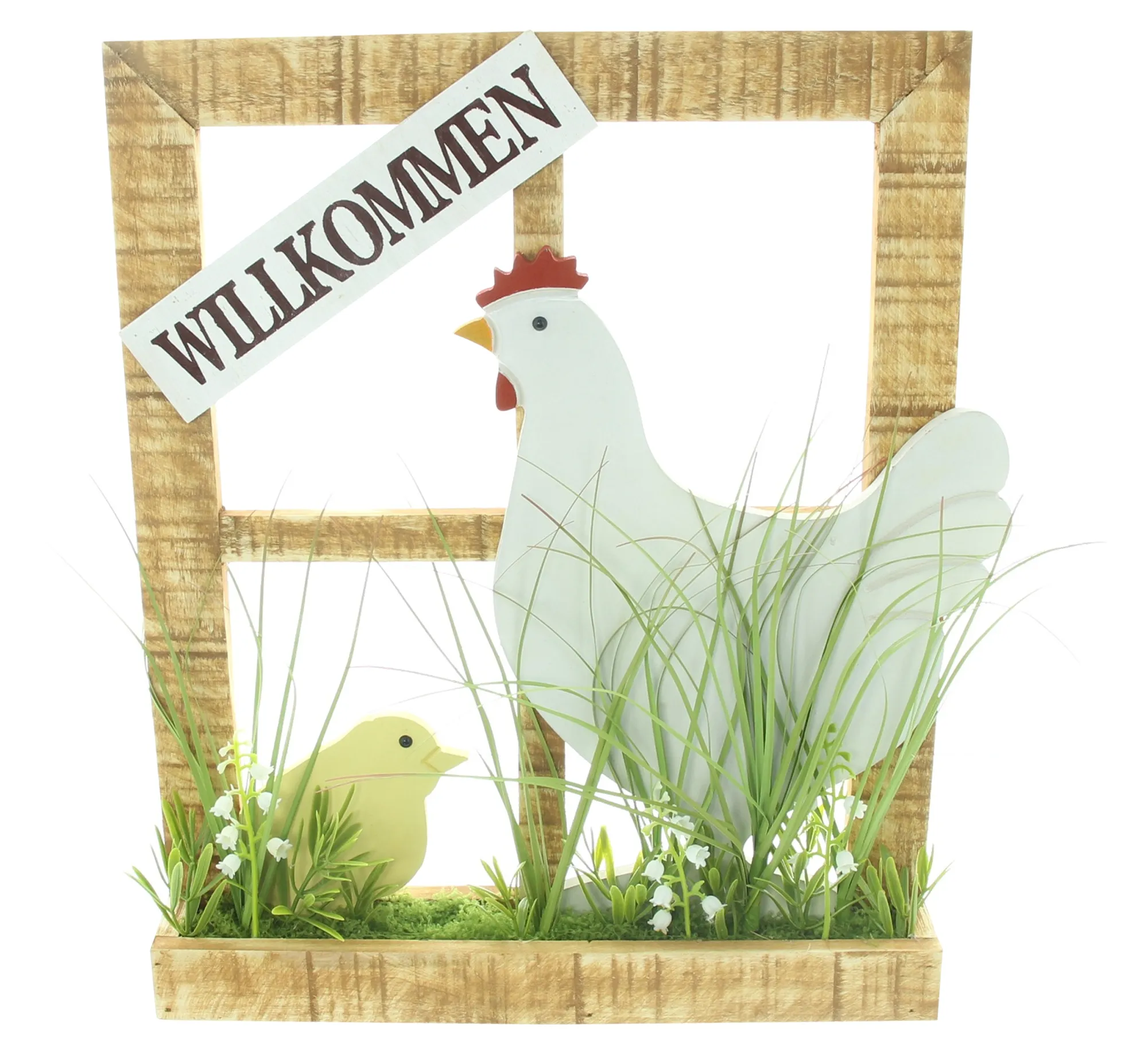 Dekofenster "Huhn mit Küken"  im Frank Flechtwaren Online Shop für Hasen &amp; Co kaufen