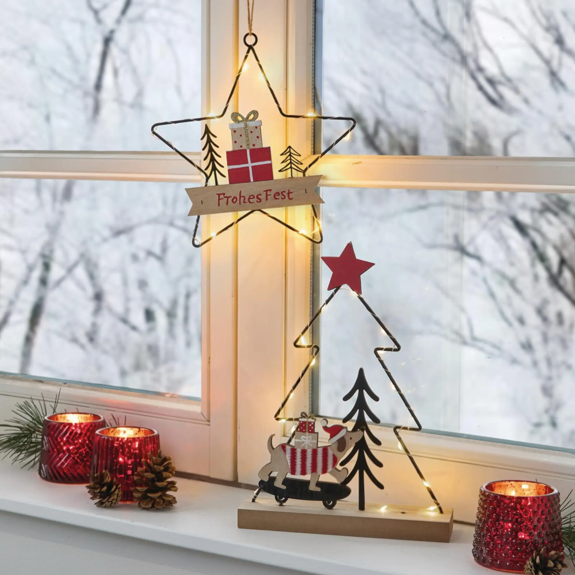 LED-Stern "Frohes Fest"  im Frank Flechtwaren Online Shop für Dekohänger  kaufen