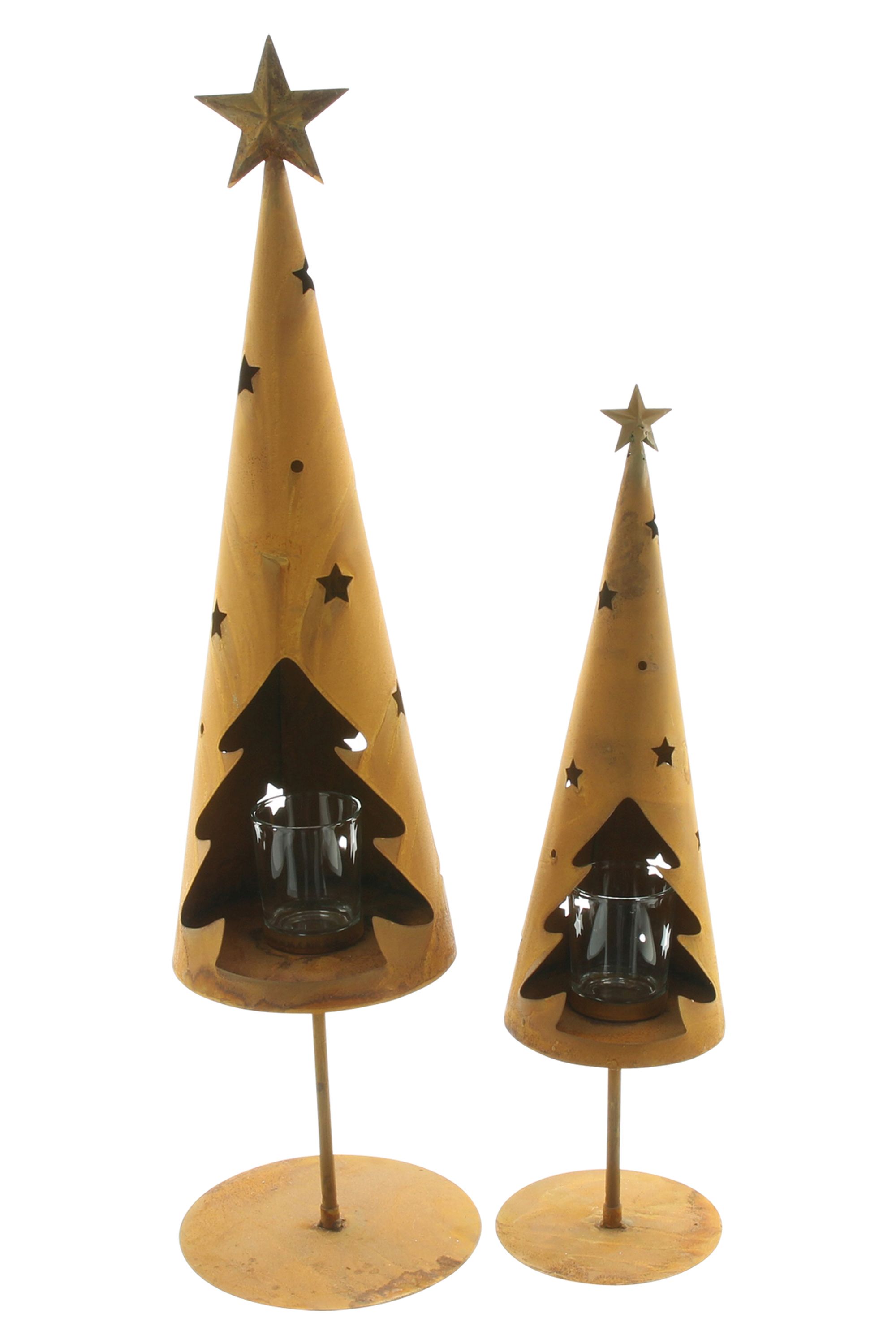 Windlicht "Tanne", 2er Set  im Frank Flechtwaren Online Shop für Tannenbäume kaufen