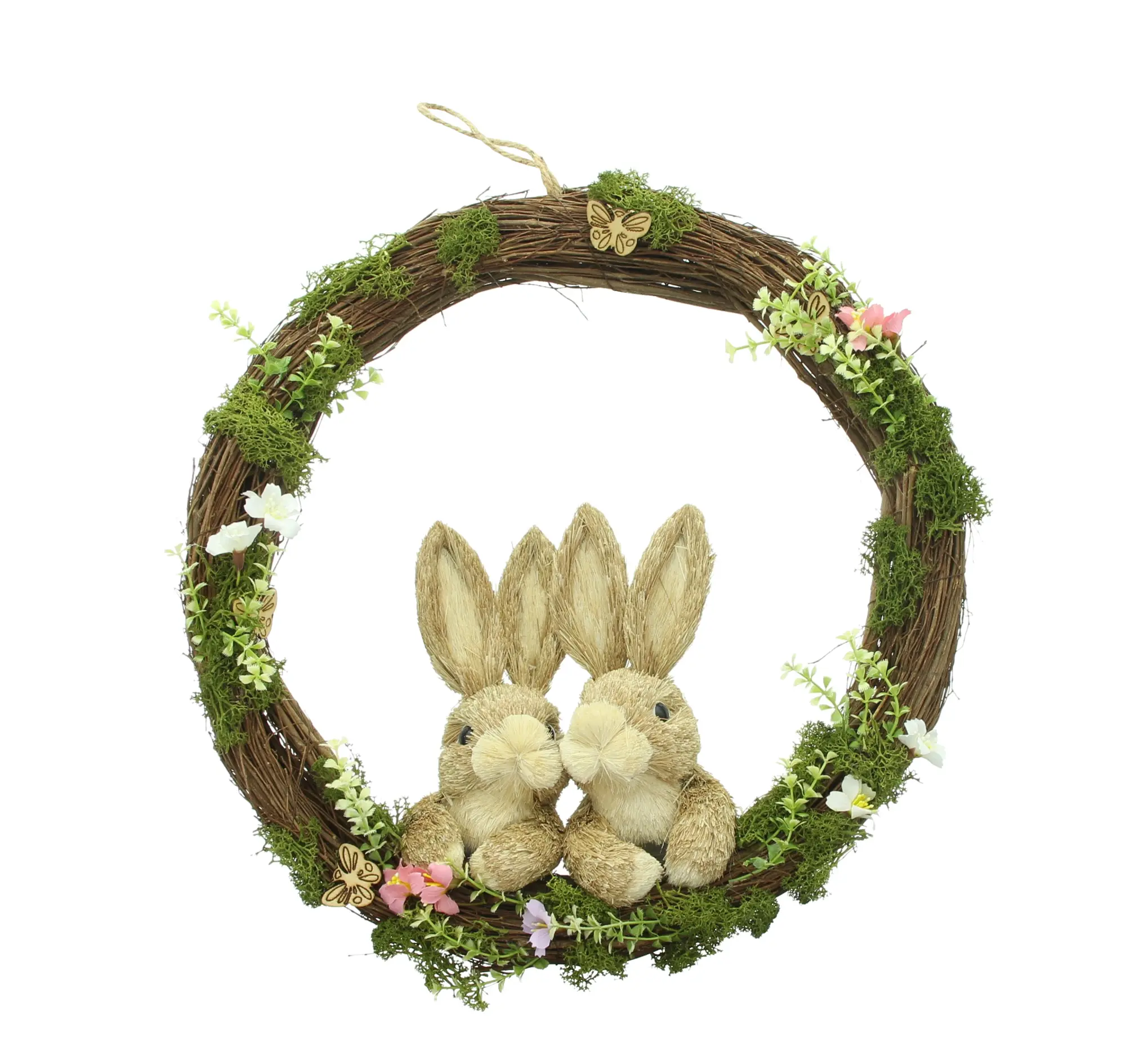 Kranz "Hasenpärchen"  im Frank Flechtwaren Online Shop für Bunte Osterzeit kaufen