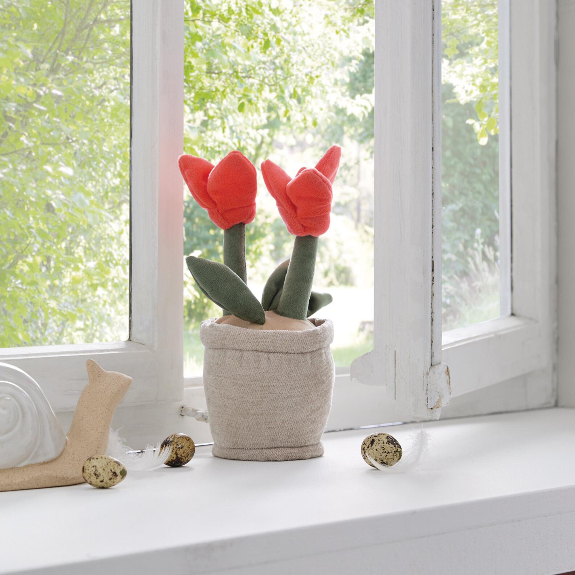 Fensterstopper "Tulpen im Topf"  im Frank Flechtwaren Online Shop kaufen