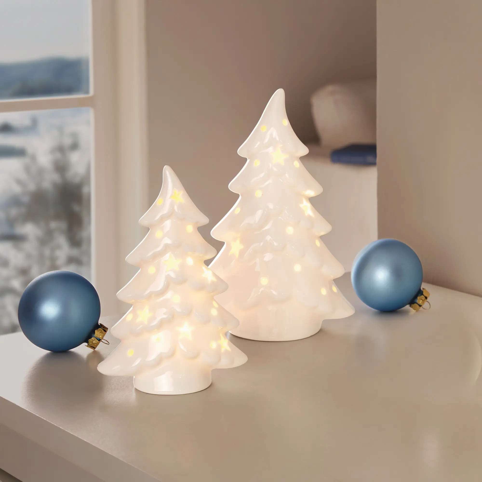 LED-Tanne "Schneezauber", 2er Set  im Frank Flechtwaren Online Shop kaufen
