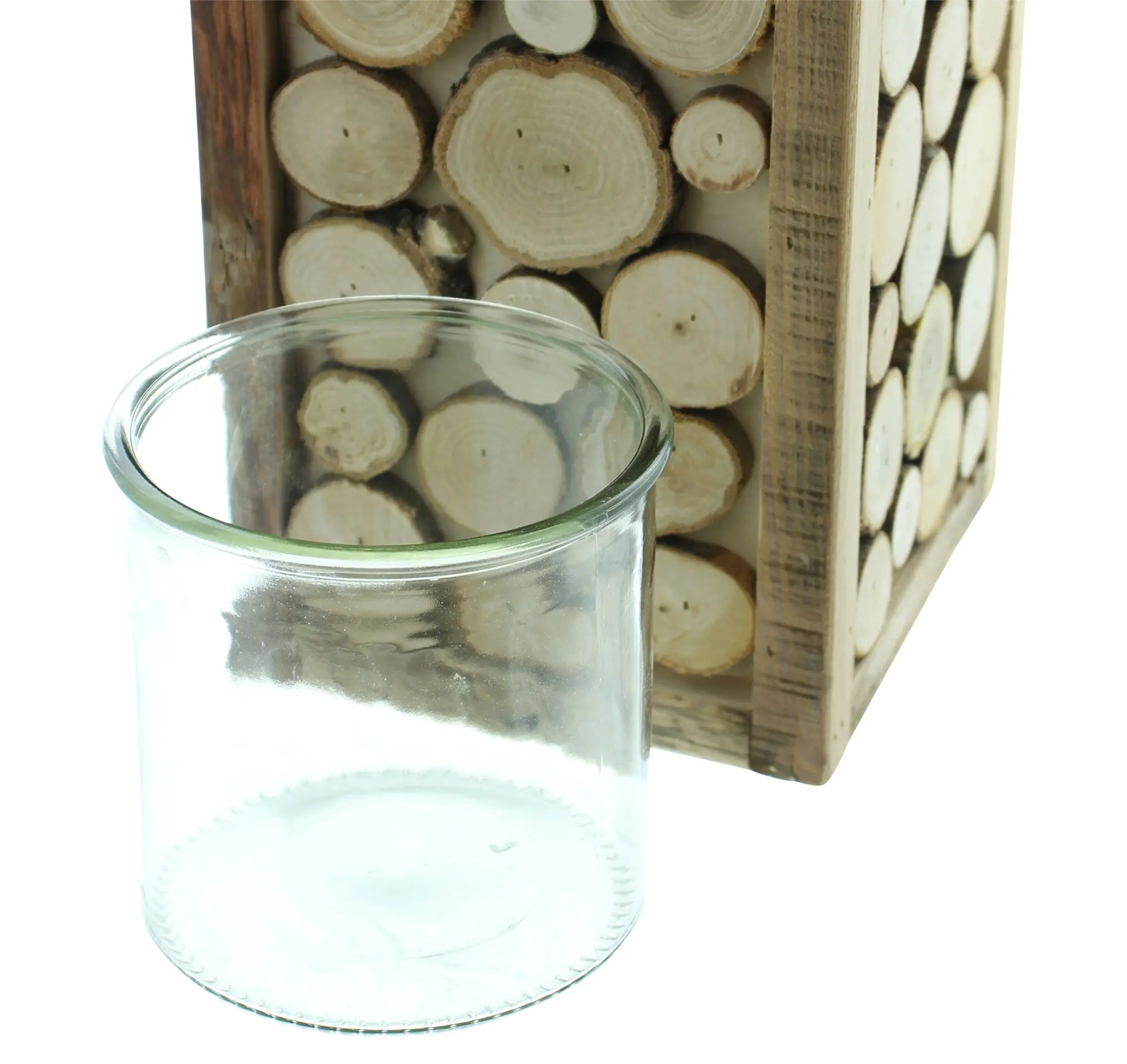 Windlichtsäule "Holzscheibchen"  im Frank Flechtwaren Online Shop für Ostern kaufen