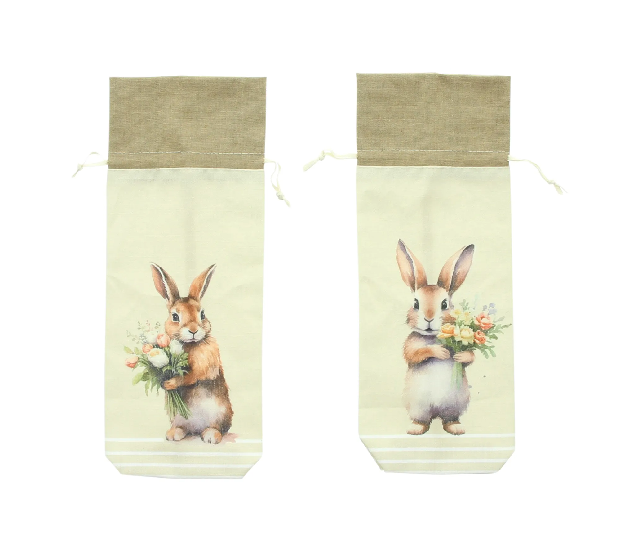 Geschenkbeutel "Blumenhase", 2er Set  im Frank Flechtwaren Online Shop für Hasen &amp; Co kaufen