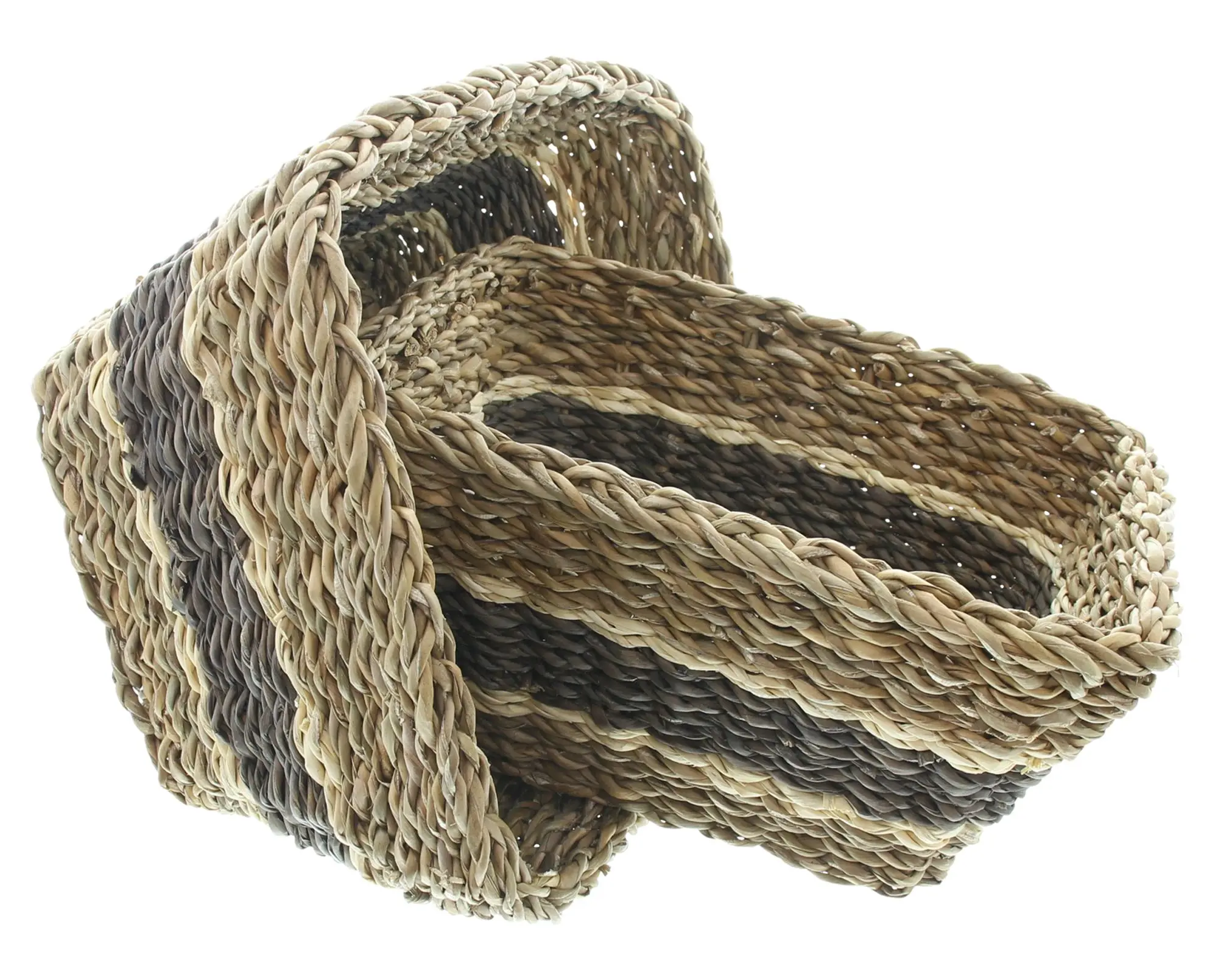 Aufbewahrungskorb "Brown Stripes", 2er Set  im Frank Flechtwaren Online Shop für Naturtöne kaufen