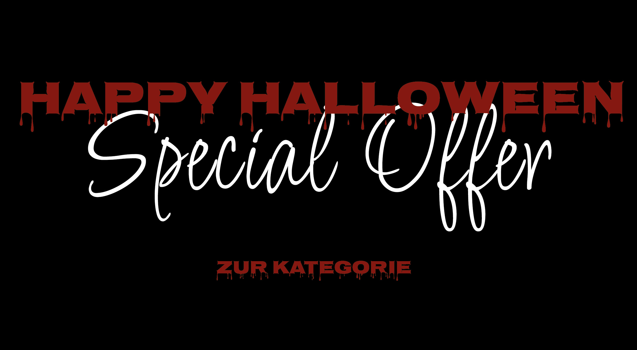 Halloween-Deko: roter Halloween-Schriftzug auf schwarzem Hintergrund als gruselige Aktionsdekoration