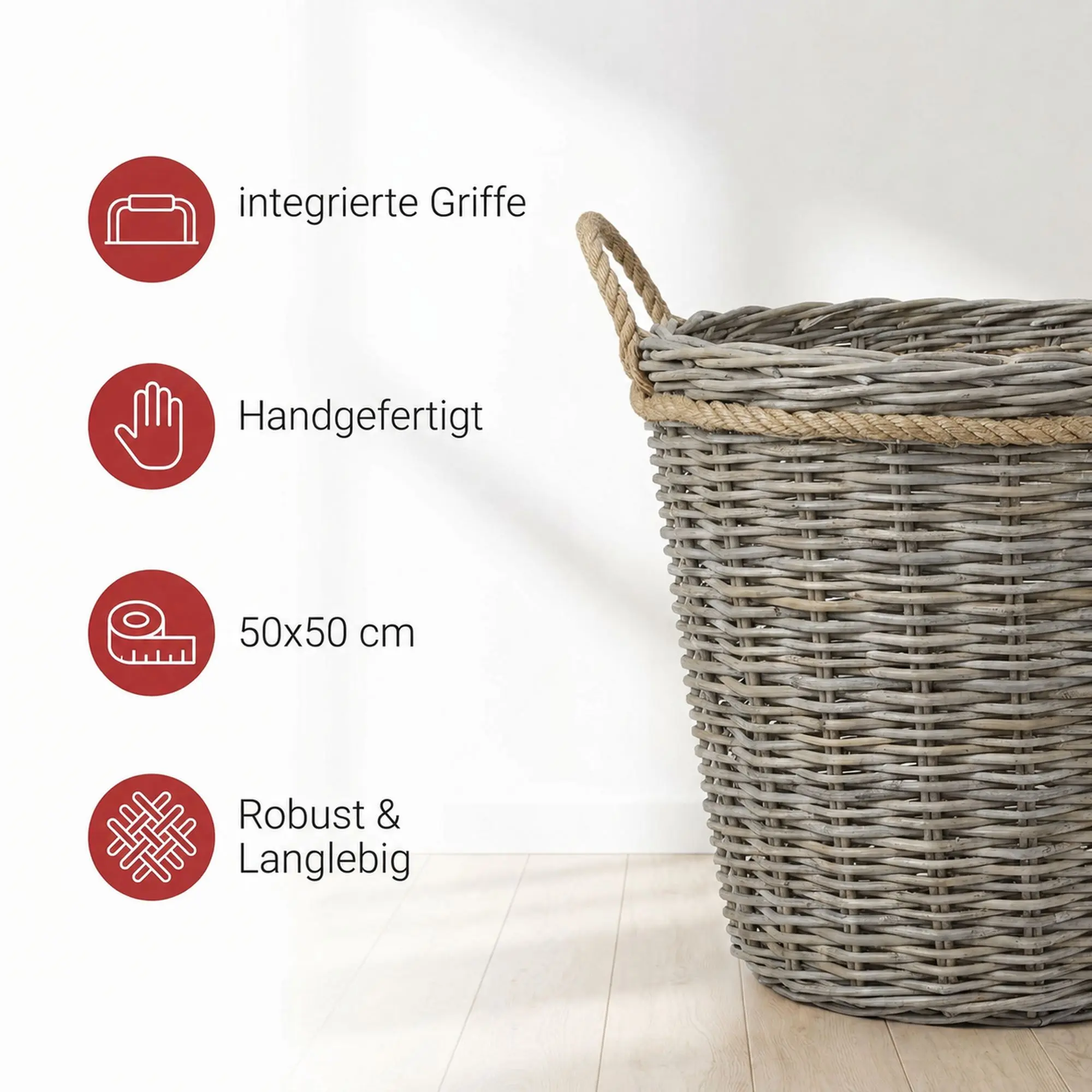 Rattankorb "Koboo-Grey"  im Frank Flechtwaren Online Shop für Chalet kaufen