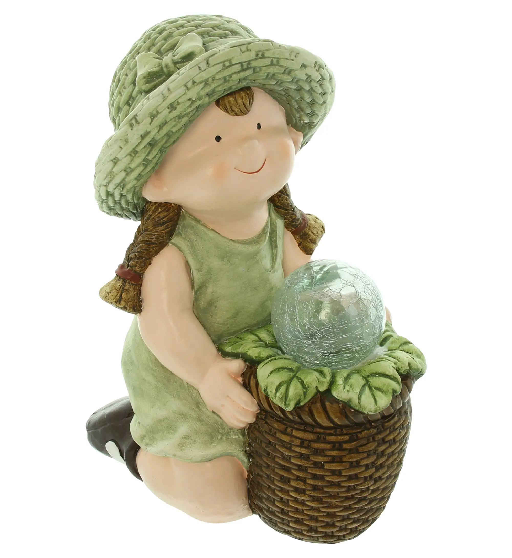 Solarfigur "Mädchen mit Leuchtblüte"  im Frank Flechtwaren Online Shop für Gartenfiguren kaufen