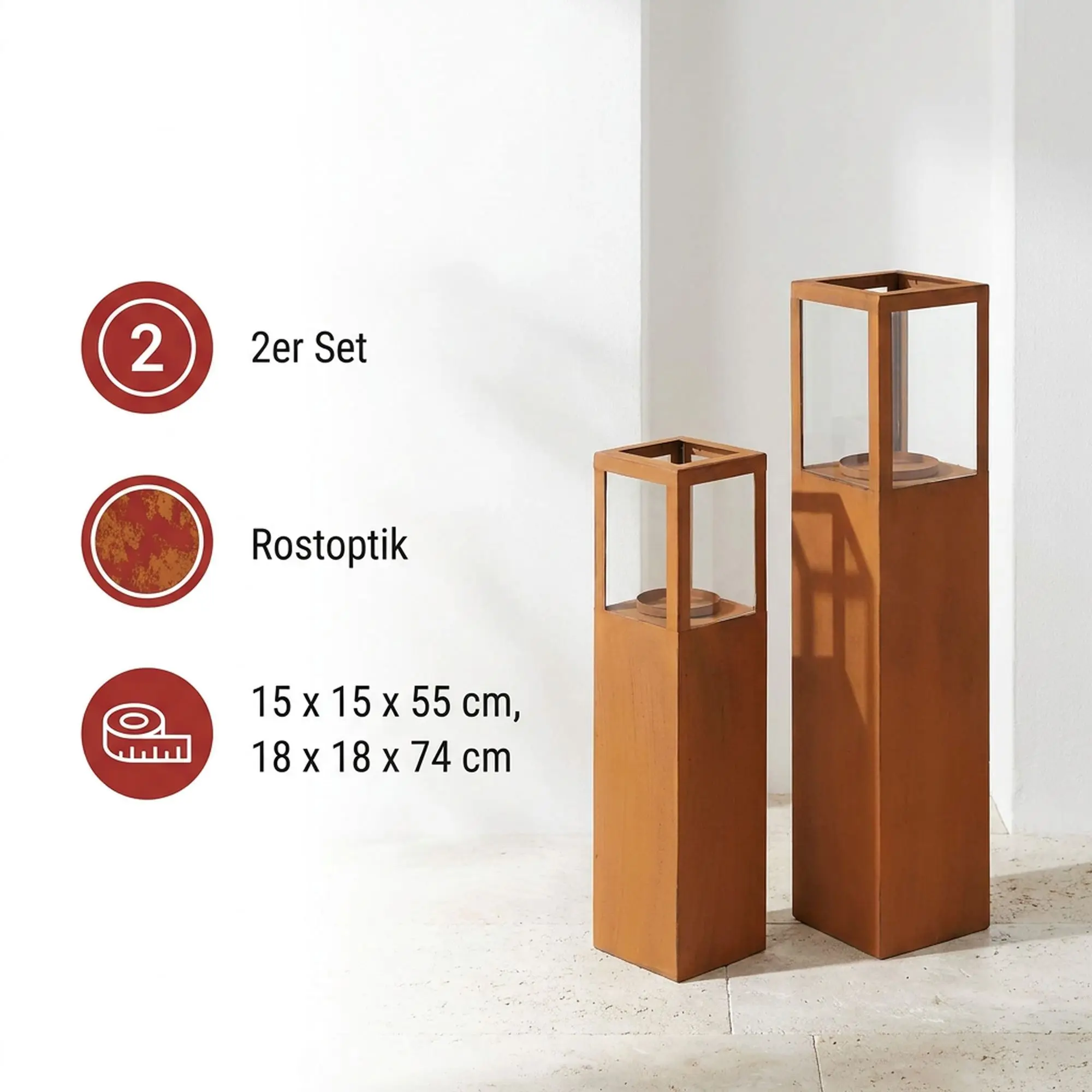 Windlichtsäule "Trend", 2er Set  im Frank Flechtwaren Online Shop für Laternen &amp; Co. kaufen