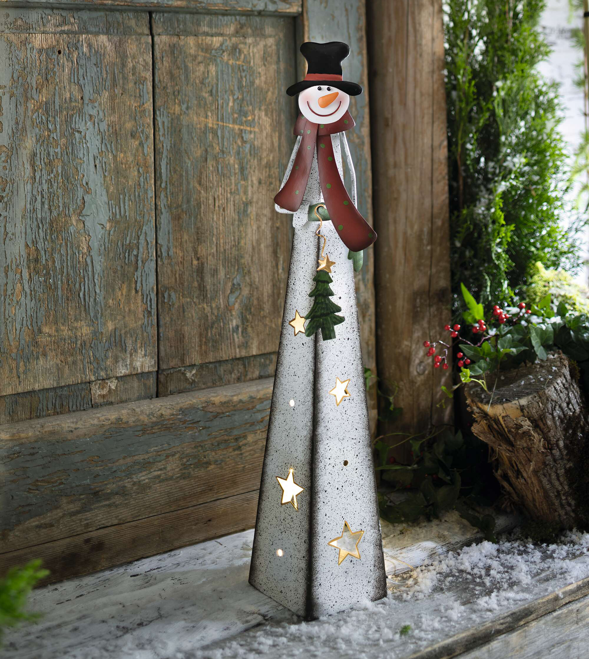 Schneemann "Kerzenschein"  im Frank Flechtwaren Online Shop für Weihnachten kaufen