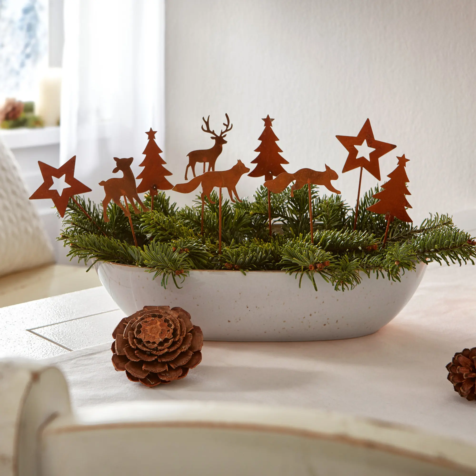 Metallstecker "Weihnachtswald", 9er Set  im Frank Flechtwaren Online Shop kaufen