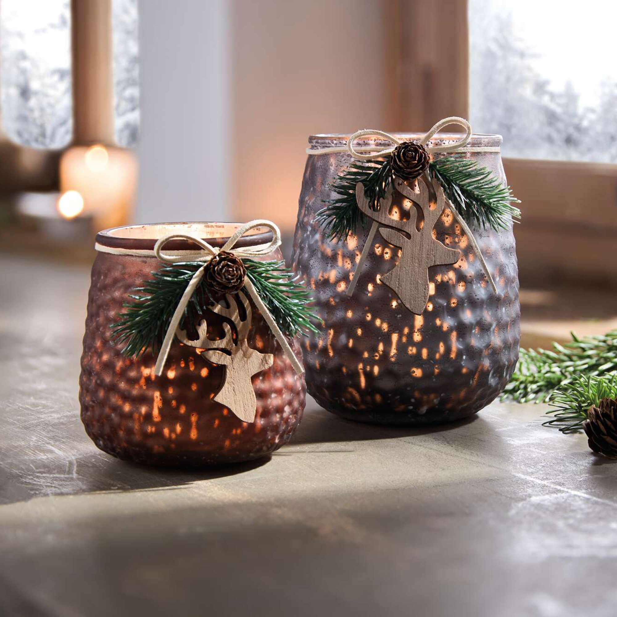 Acheter Lot de 2 photophores "Suspension de cerf"  dans la boutique en ligne de Frank Flechtwaren