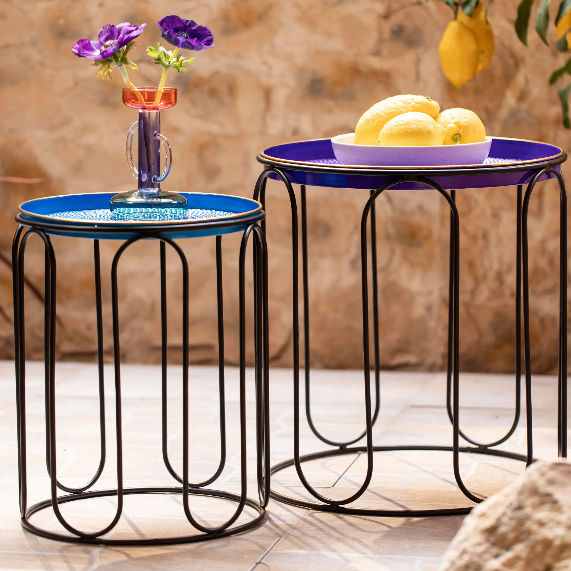 Beistelltisch "Blue", 2er Set  im Frank Flechtwaren Online Shop für Gartentische kaufen