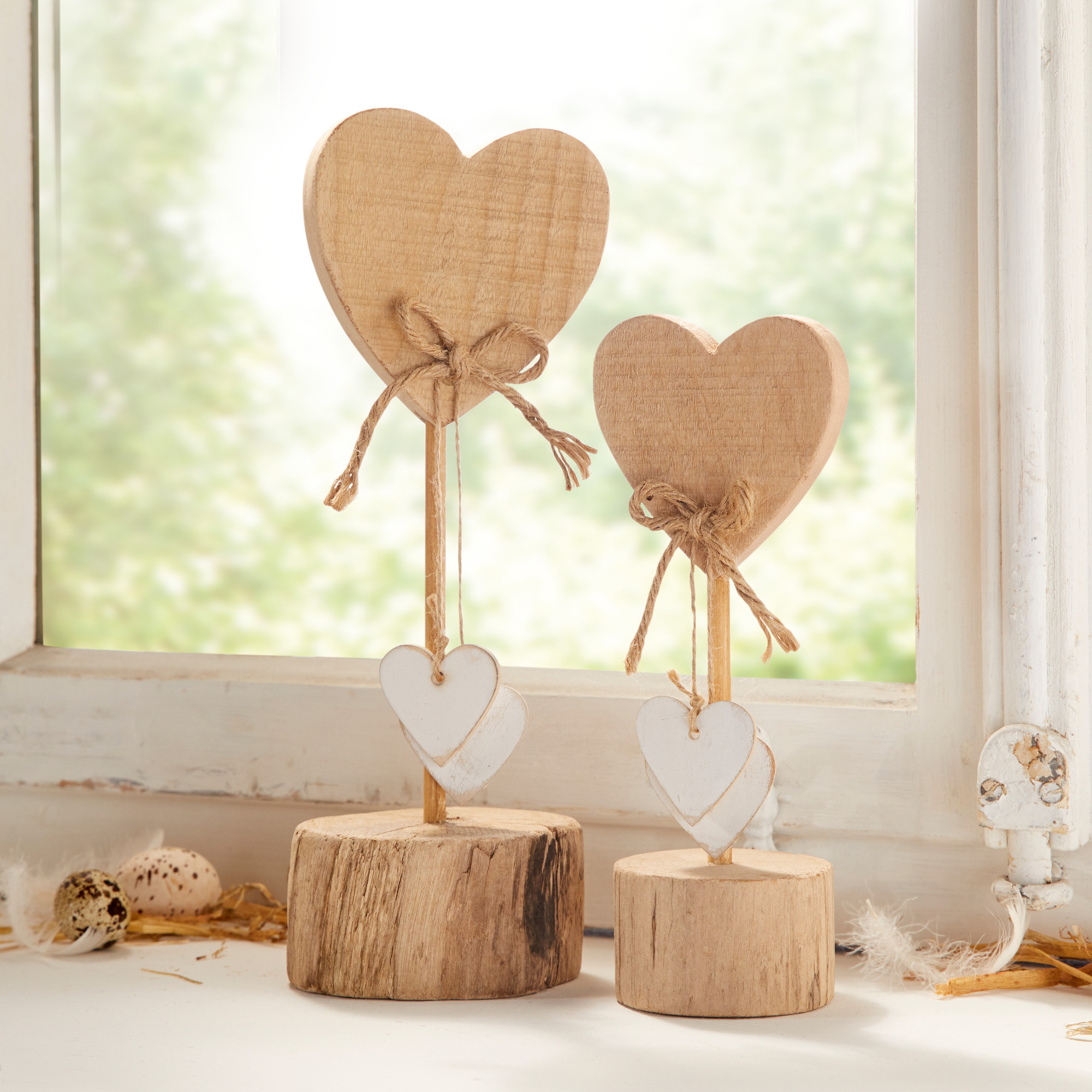 Holzdeko "Herzchen", 2er Set  im Frank Flechtwaren Online Shop kaufen