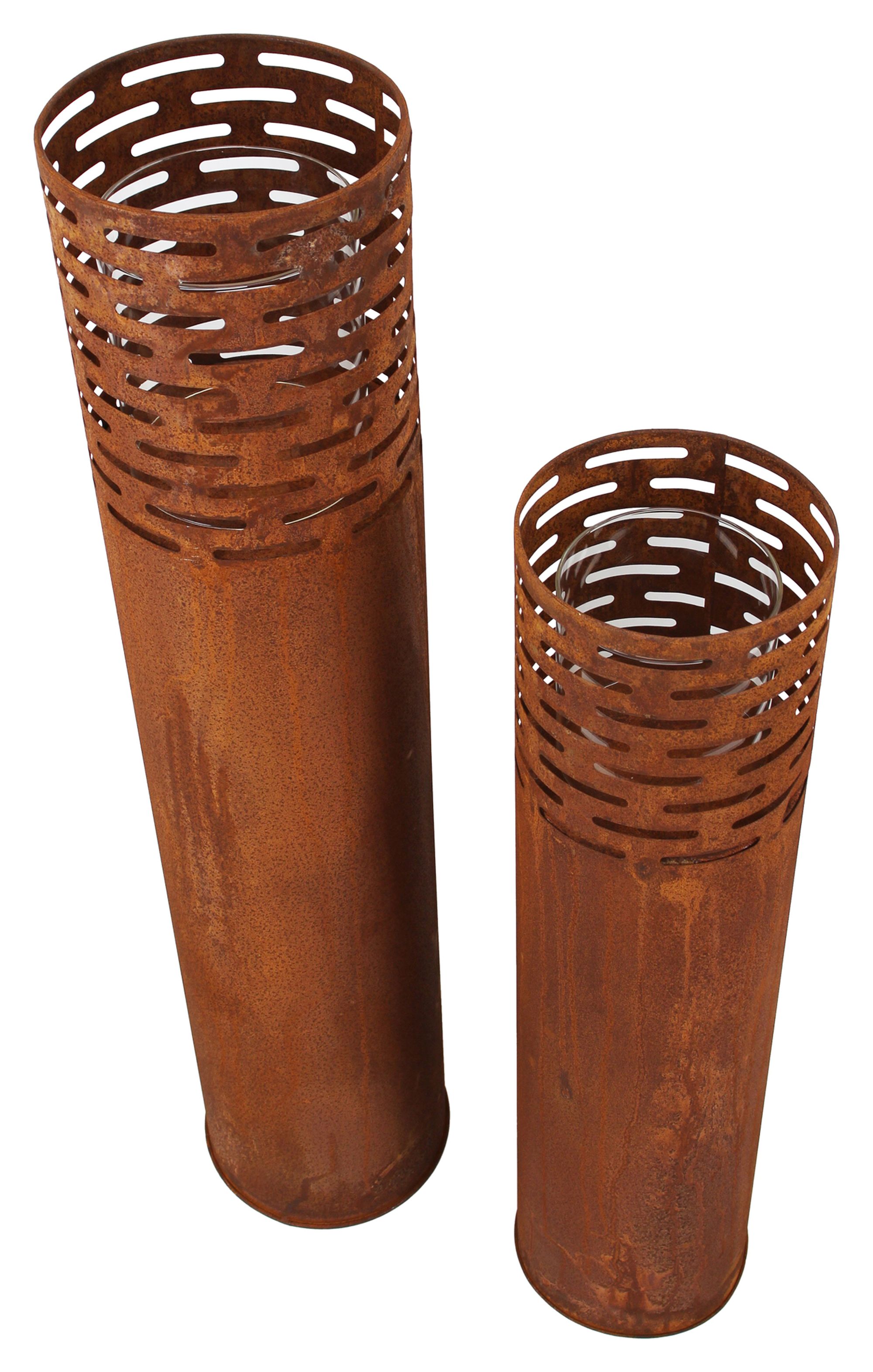 Windlicht "Rost-Säule", 2er Set im Frank Flechtwaren Online Shop für Ostern kaufen Windlicht "Rost-Säule", 2er Set im Frank Flechtwaren Online Shop für Ostern kaufen