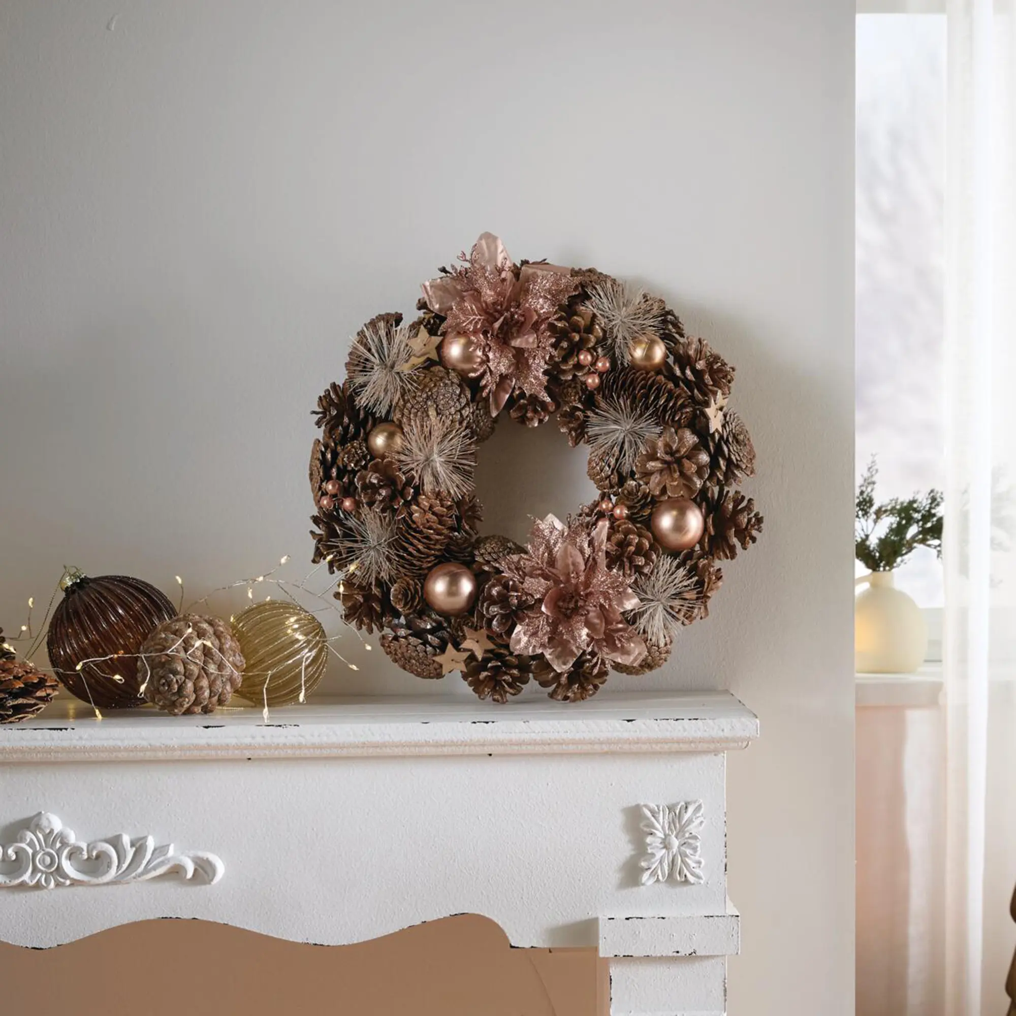 Weihnachtskranz "Rosé"  im Frank Flechtwaren Online Shop kaufen