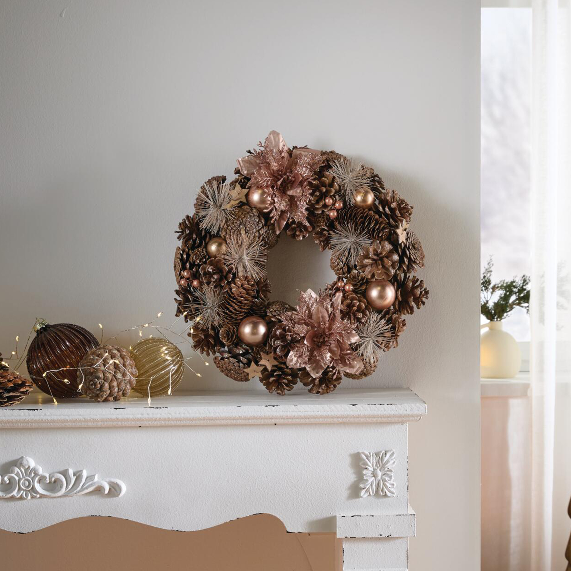 Weihnachtskranz "Rosé"  im Frank Flechtwaren Online Shop kaufen