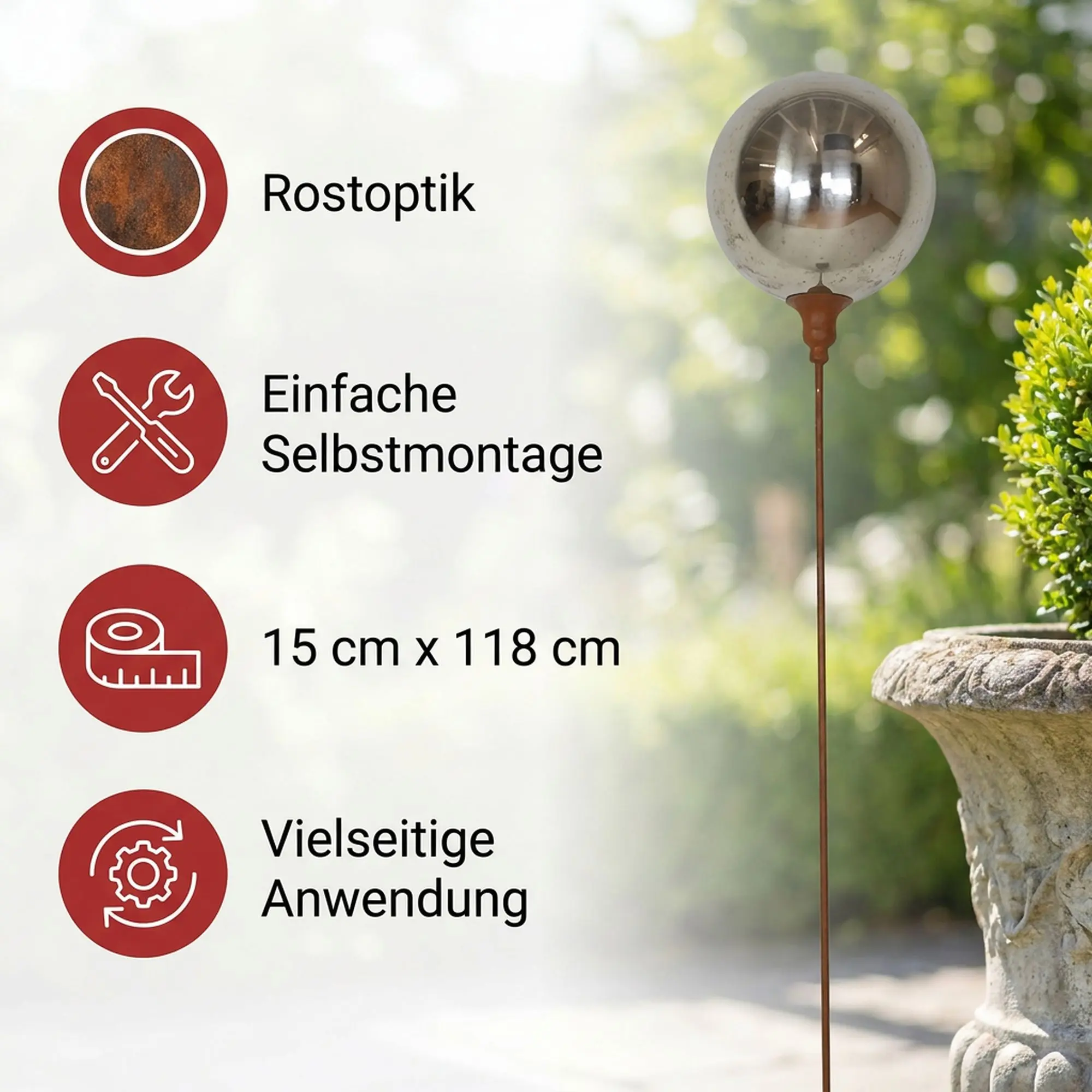 Metallstecker "Kugel"  im Frank Flechtwaren Online Shop für Weihnachtliche Dekokugeln kaufen