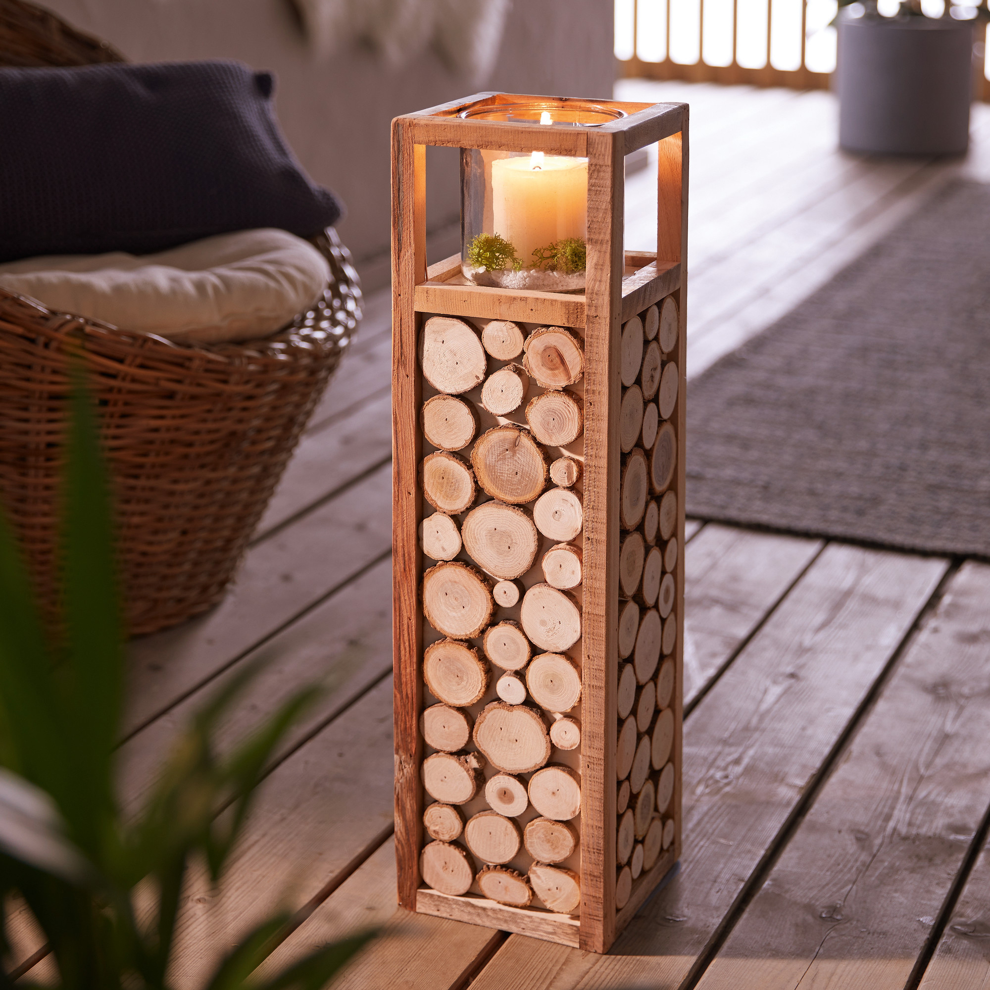 Windlichtsäule "Holzscheibchen" im Frank Flechtwaren Online Shop für Ostern kaufen Windlichtsäule "Holzscheibchen" im Frank Flechtwaren Online Shop für Ostern kaufen