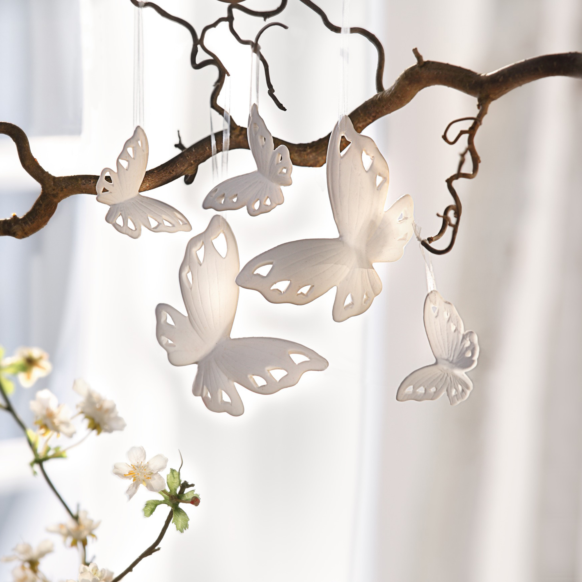 Schmetterlinghänger "Weiß", 5er Set  im Frank Flechtwaren Online Shop kaufen