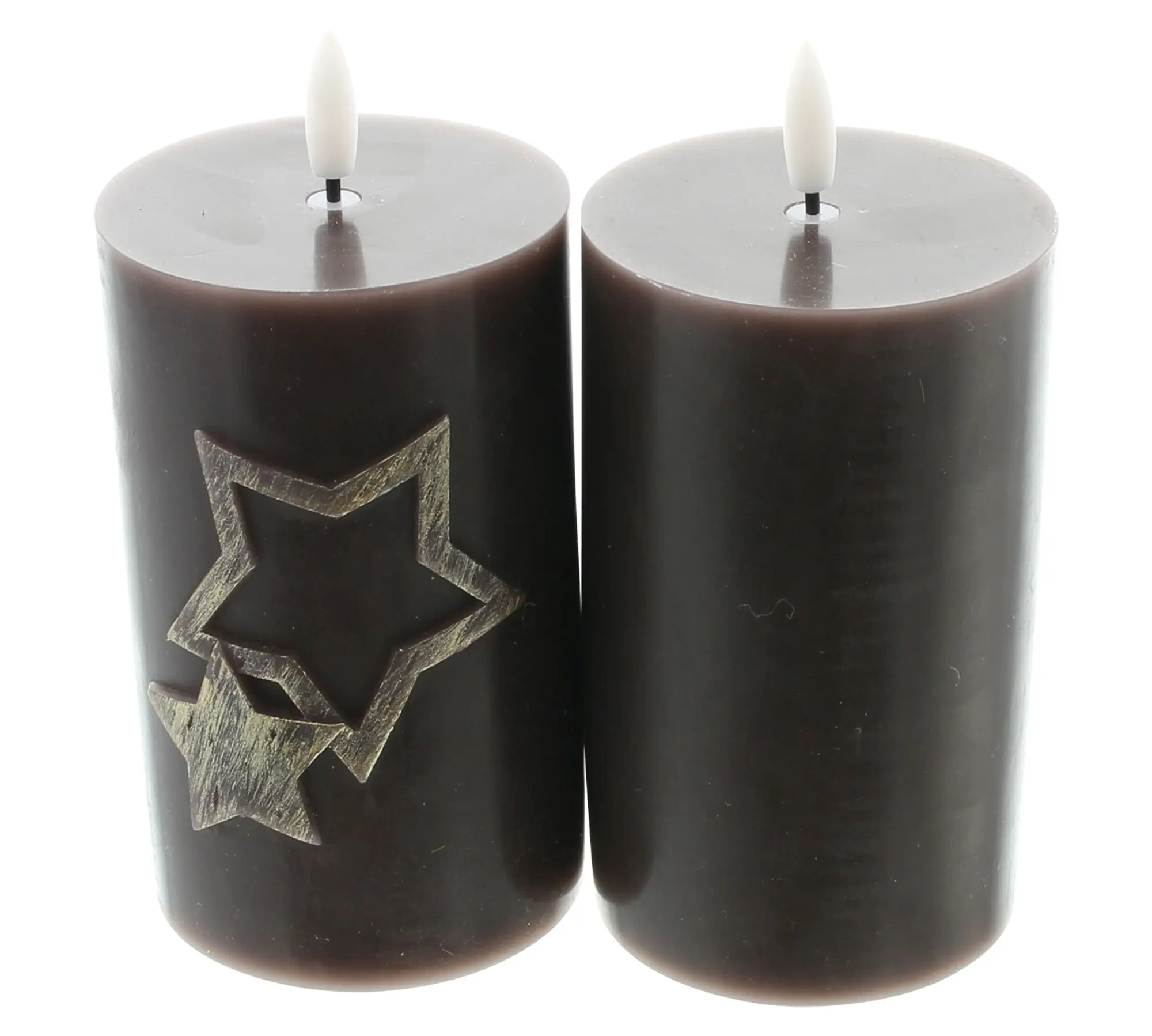 LED-Kerze "Sterne", braun, 2er Set  im Frank Flechtwaren Online Shop für Weihnachten kaufen