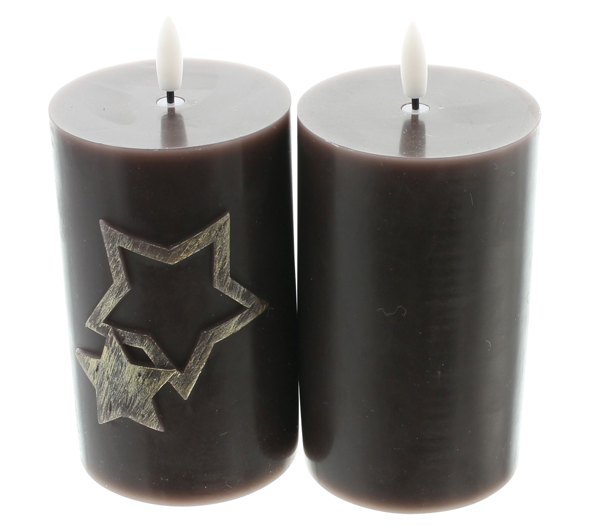 LED-Kerze "Sterne", braun, 2er Set  im Frank Flechtwaren Online Shop für Weihnachten kaufen