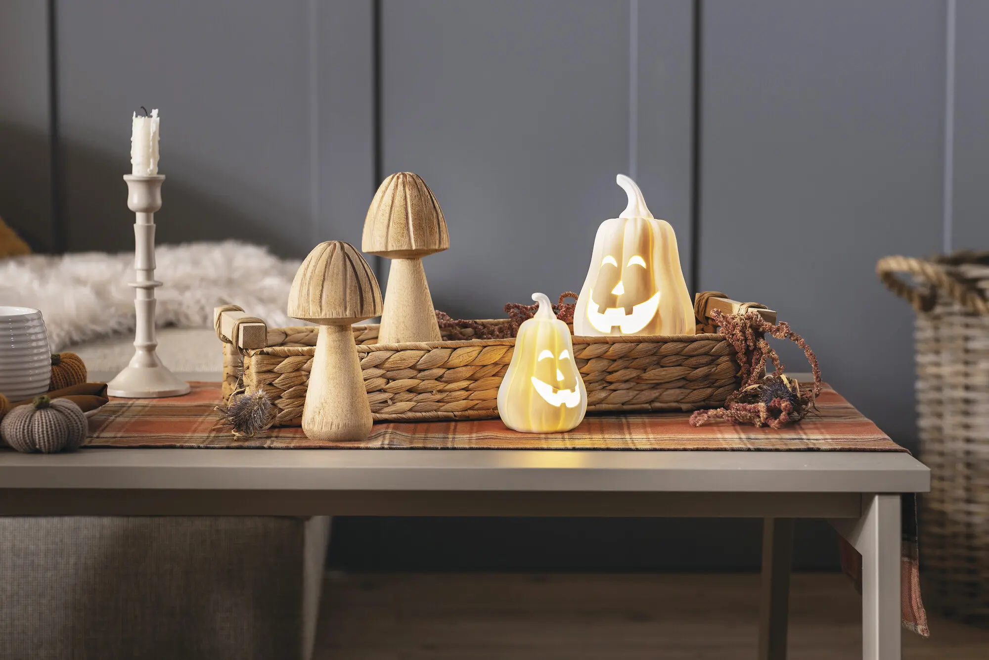 LED-Kürbis "White", 2er Set  im Frank Flechtwaren Online Shop für Dekokürbisse kaufen