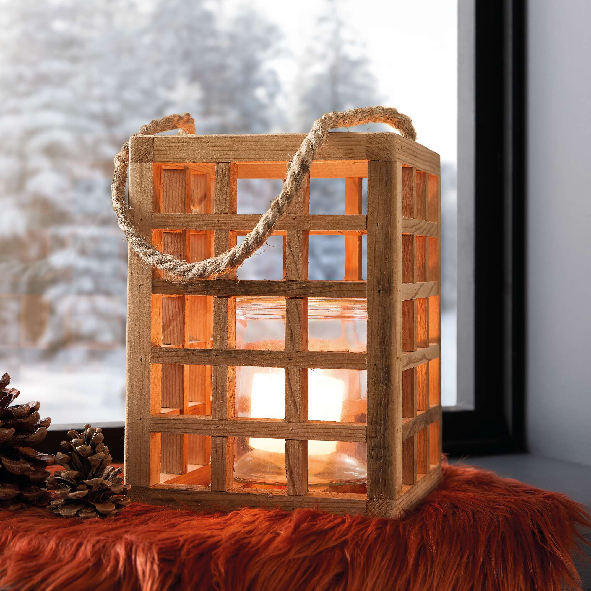 Windlicht "Wood"  im Frank Flechtwaren Online Shop für Weihnachten kaufen
