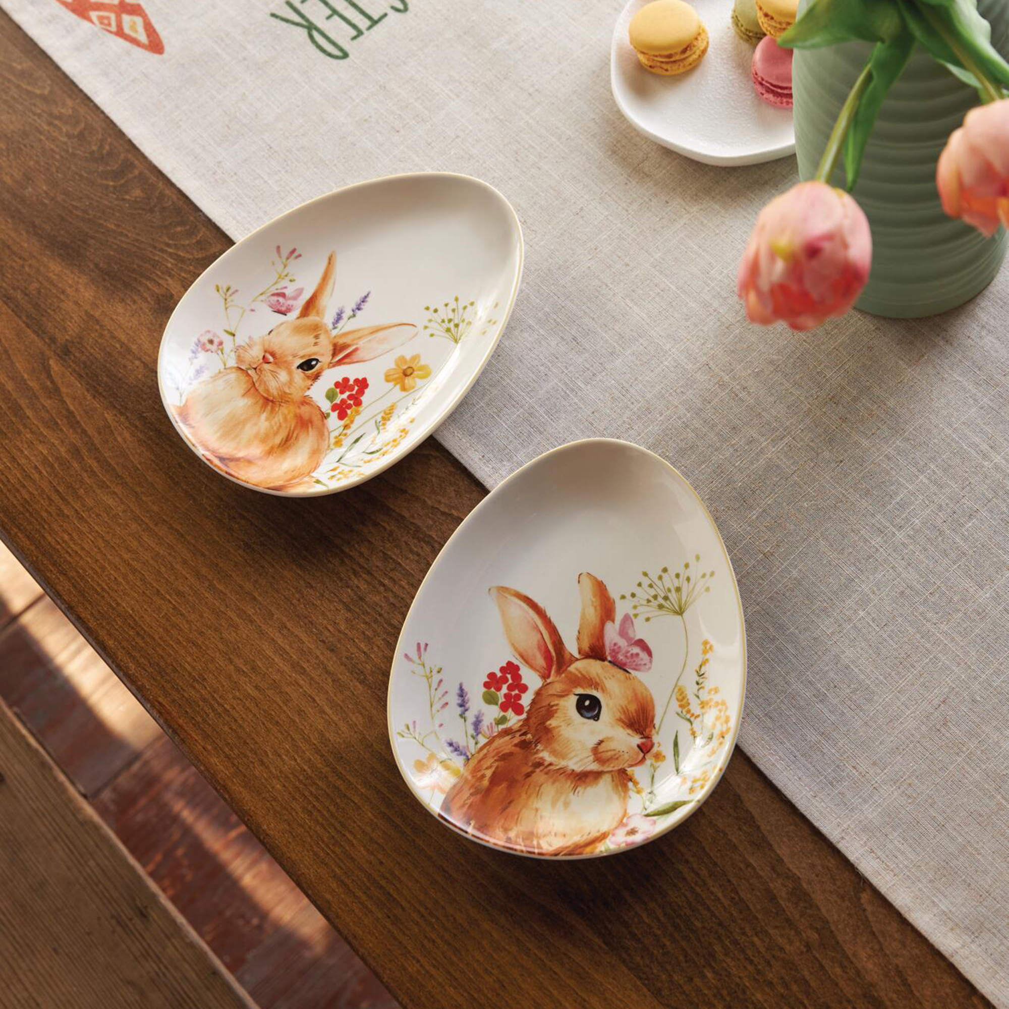 Osterteller "Blumenhäschen", 2er Set  im Frank Flechtwaren Online Shop kaufen