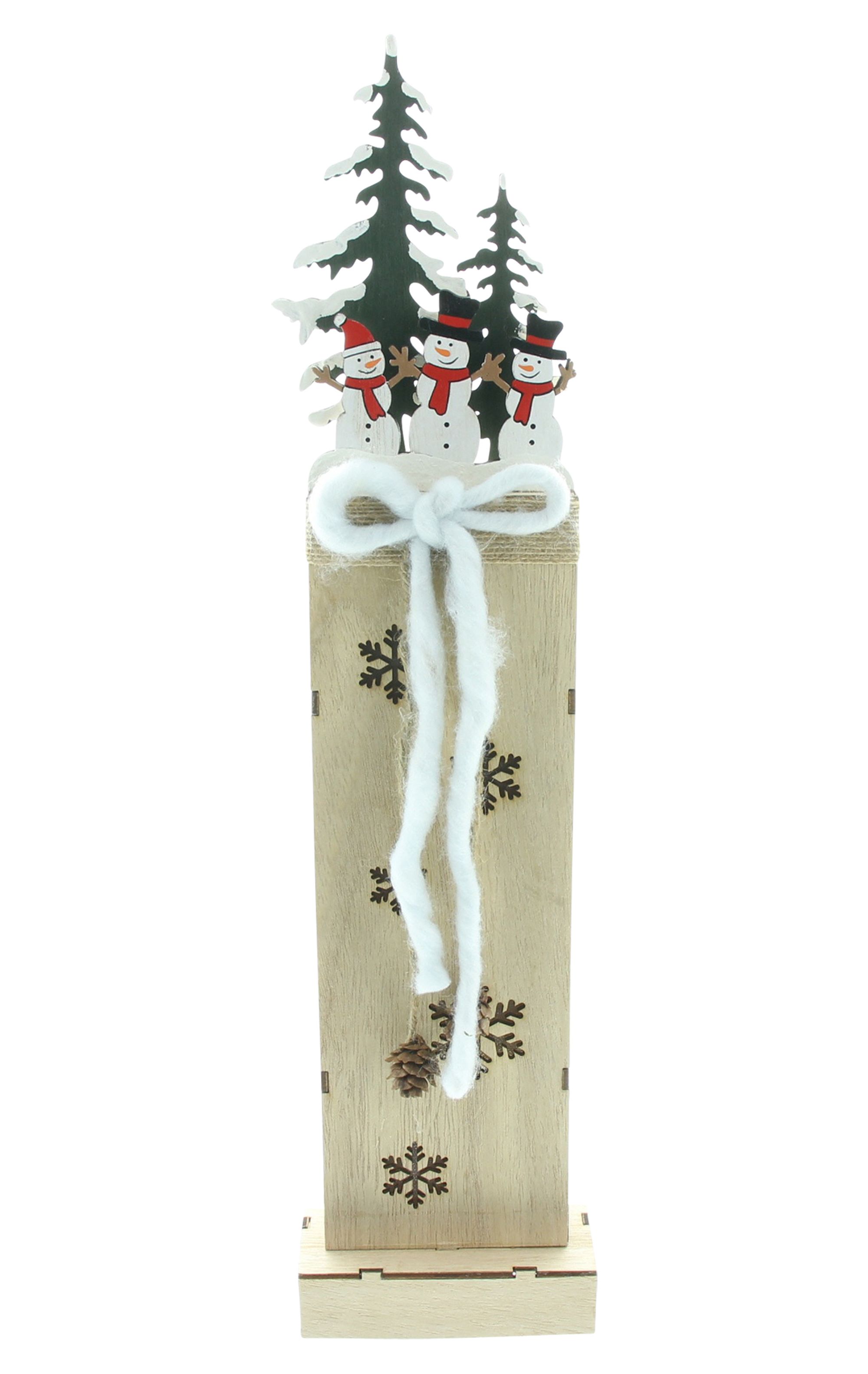 LED-Säule "Schneemänner im Wald"  im Frank Flechtwaren Online Shop für Weihnachten kaufen