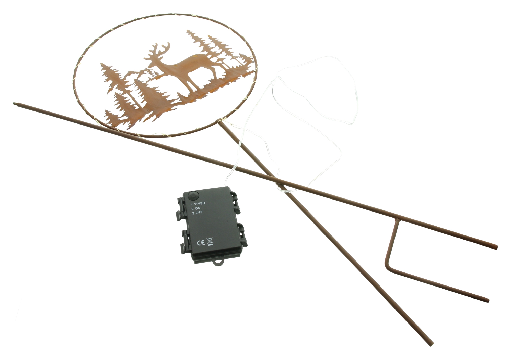 LED-Stecker "Rentier im Wald"  im Frank Flechtwaren Online Shop für Weihnachten kaufen